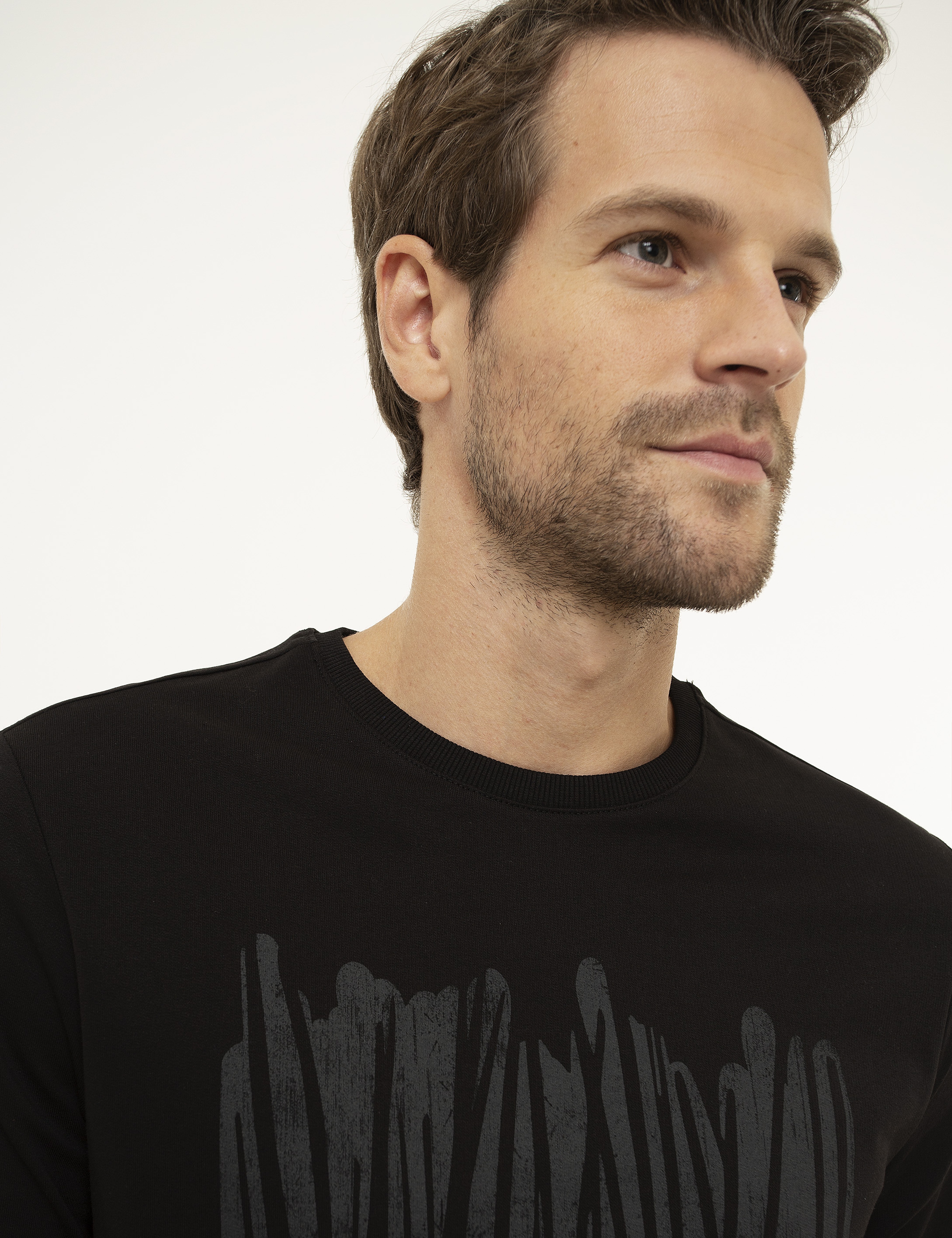 Siyah Standart Fit Sweatshirt - Image 2