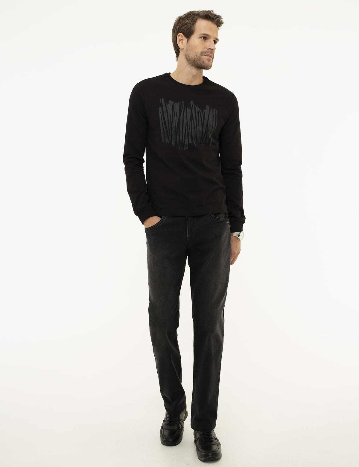 Siyah Standart Fit Sweatshirt - 50218843001