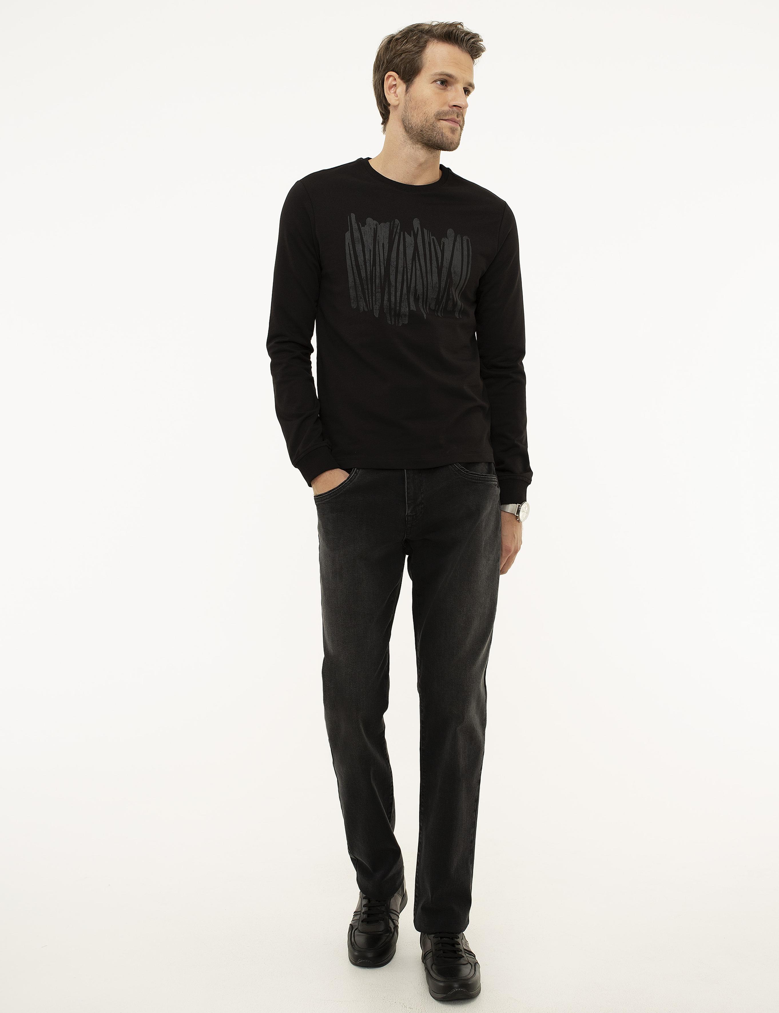 Siyah Standart Fit Sweatshirt