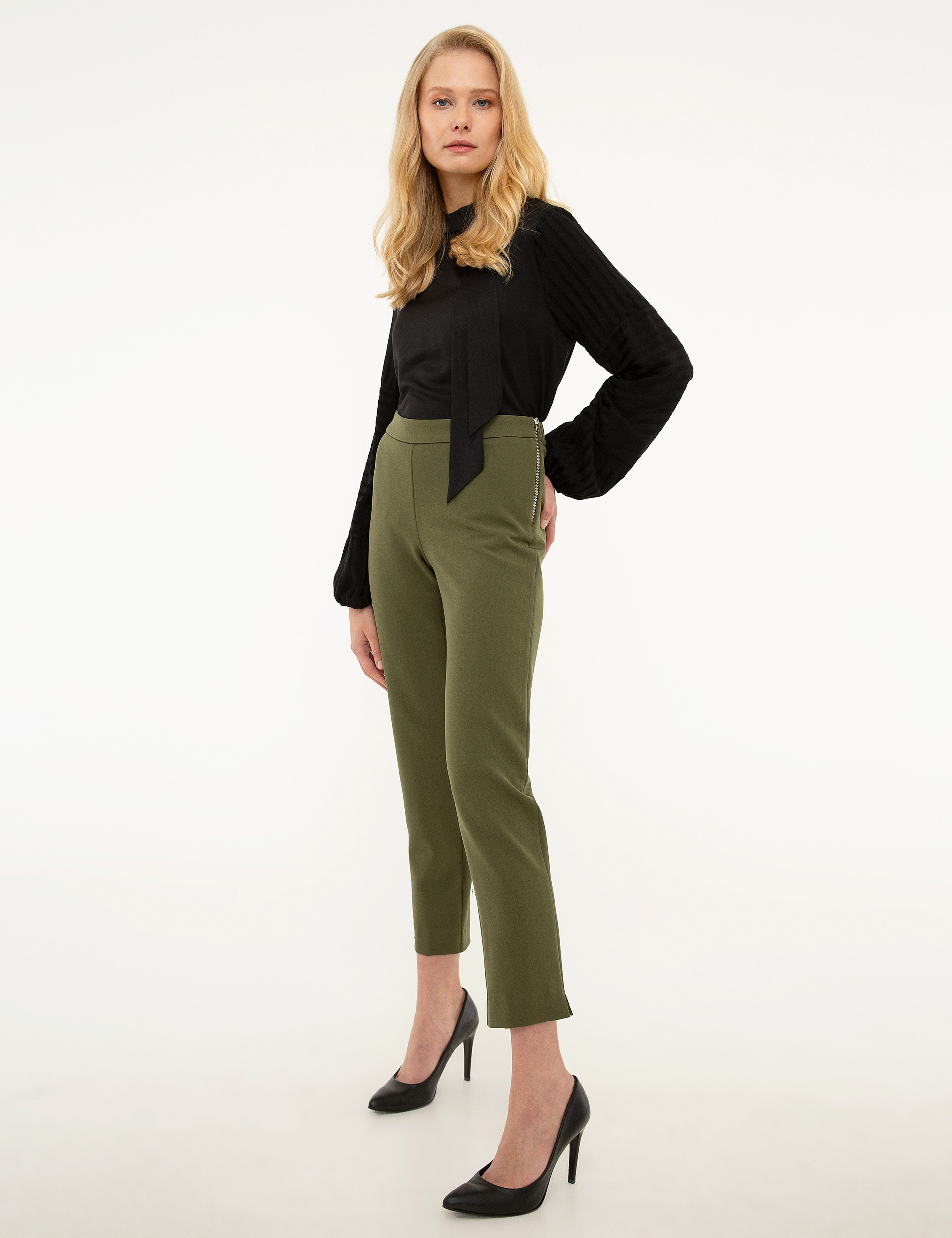 Haki Slim Fit Kumaş Pantolon
