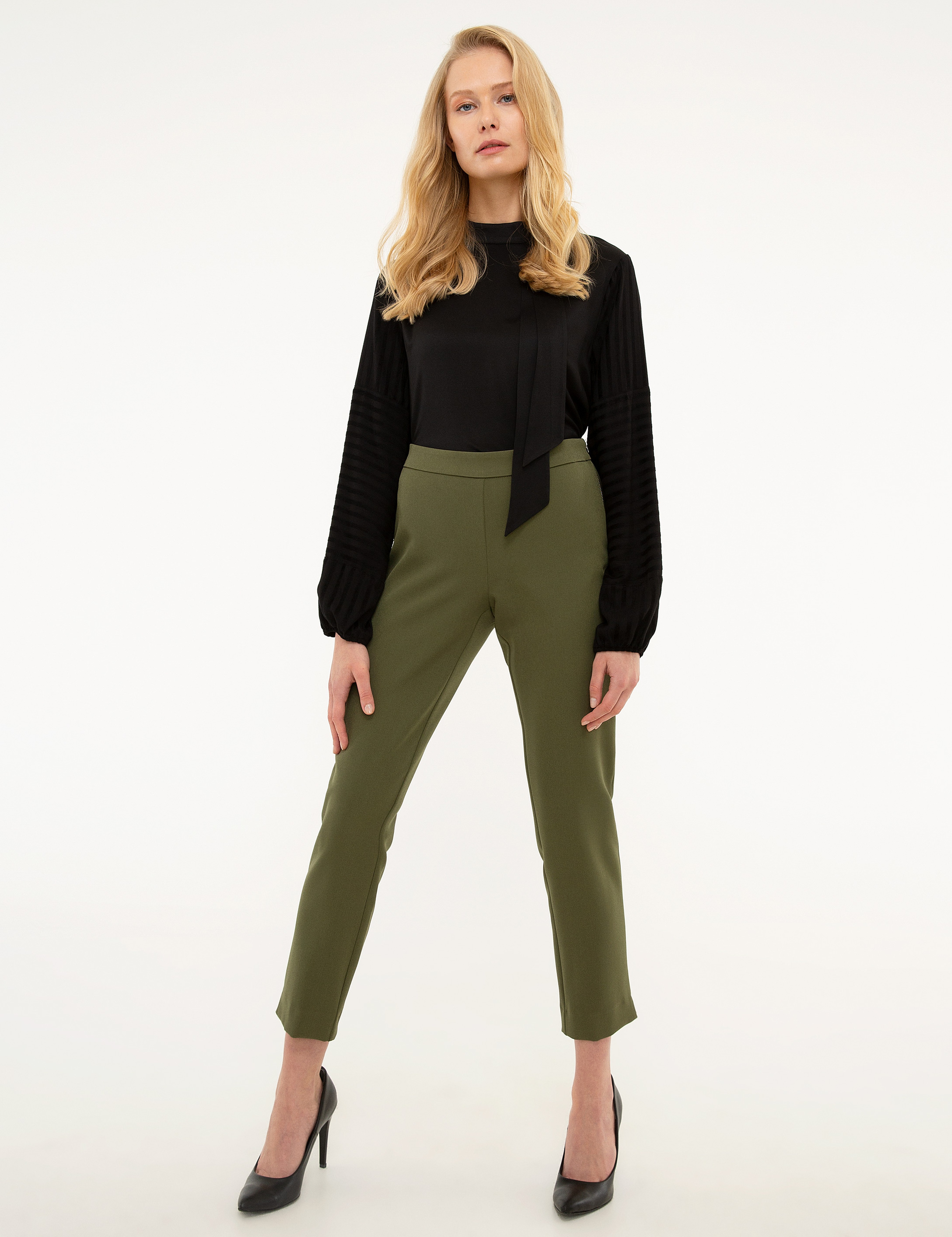 Haki Slim Fit Kumaş Pantolon - Image 1