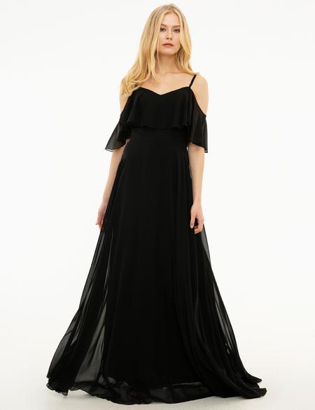 Siyah Dokuma Elbise - 50218764001