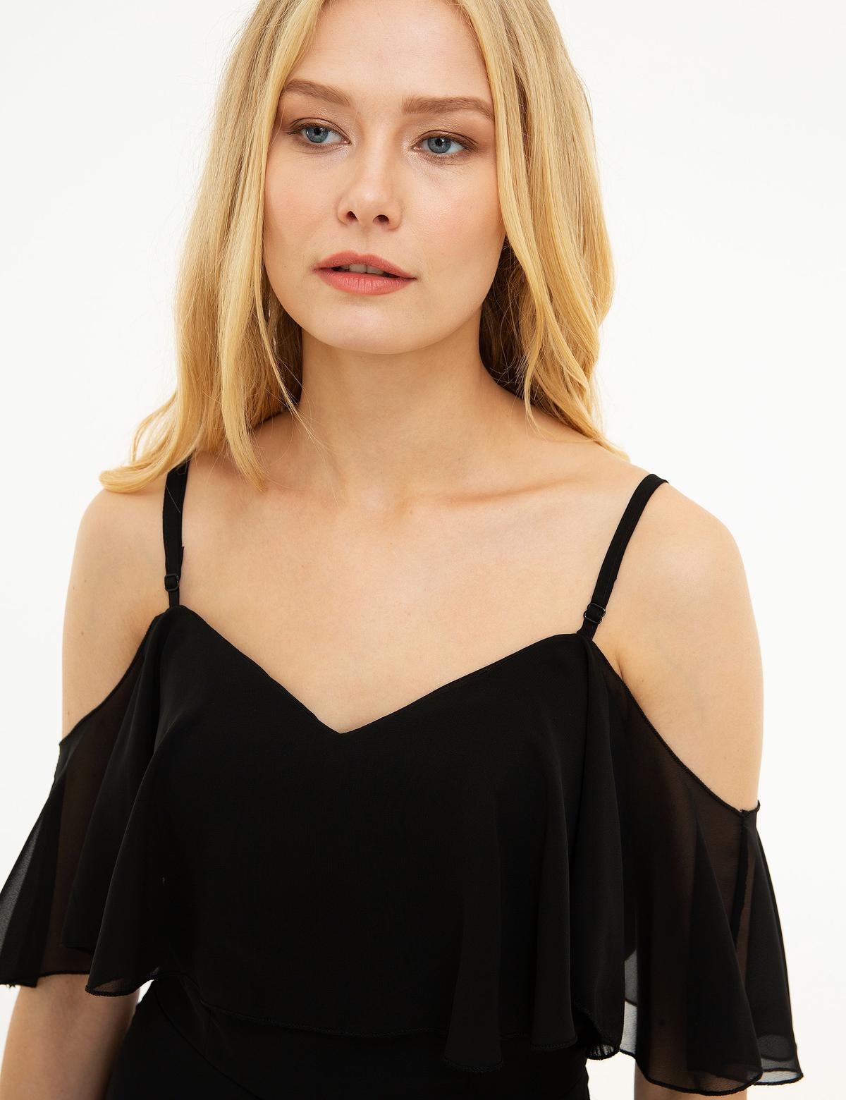 Siyah Dokuma Elbise - 50218764001