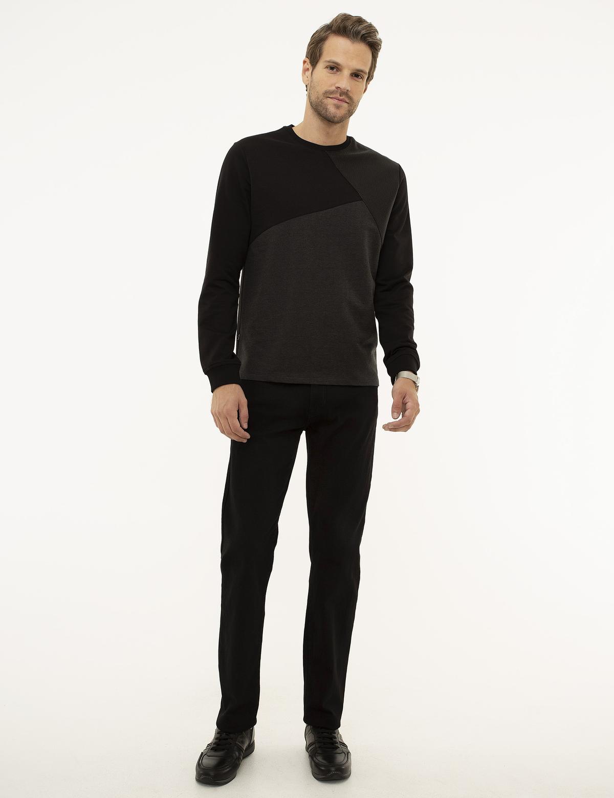 Siyah Standart Fit Sweatshirt - 50218825009