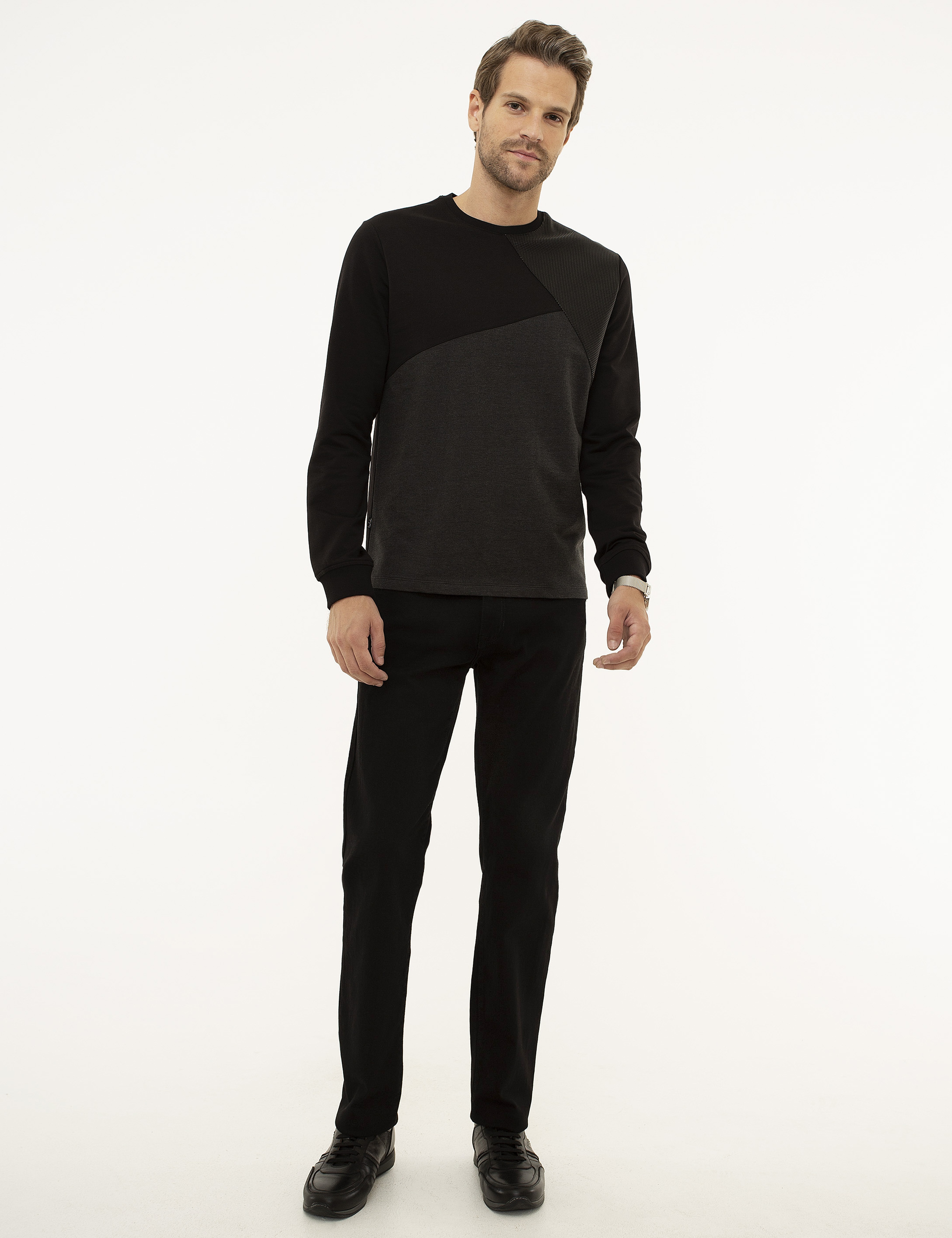 Siyah Standart Fit Sweatshirt - Image 5