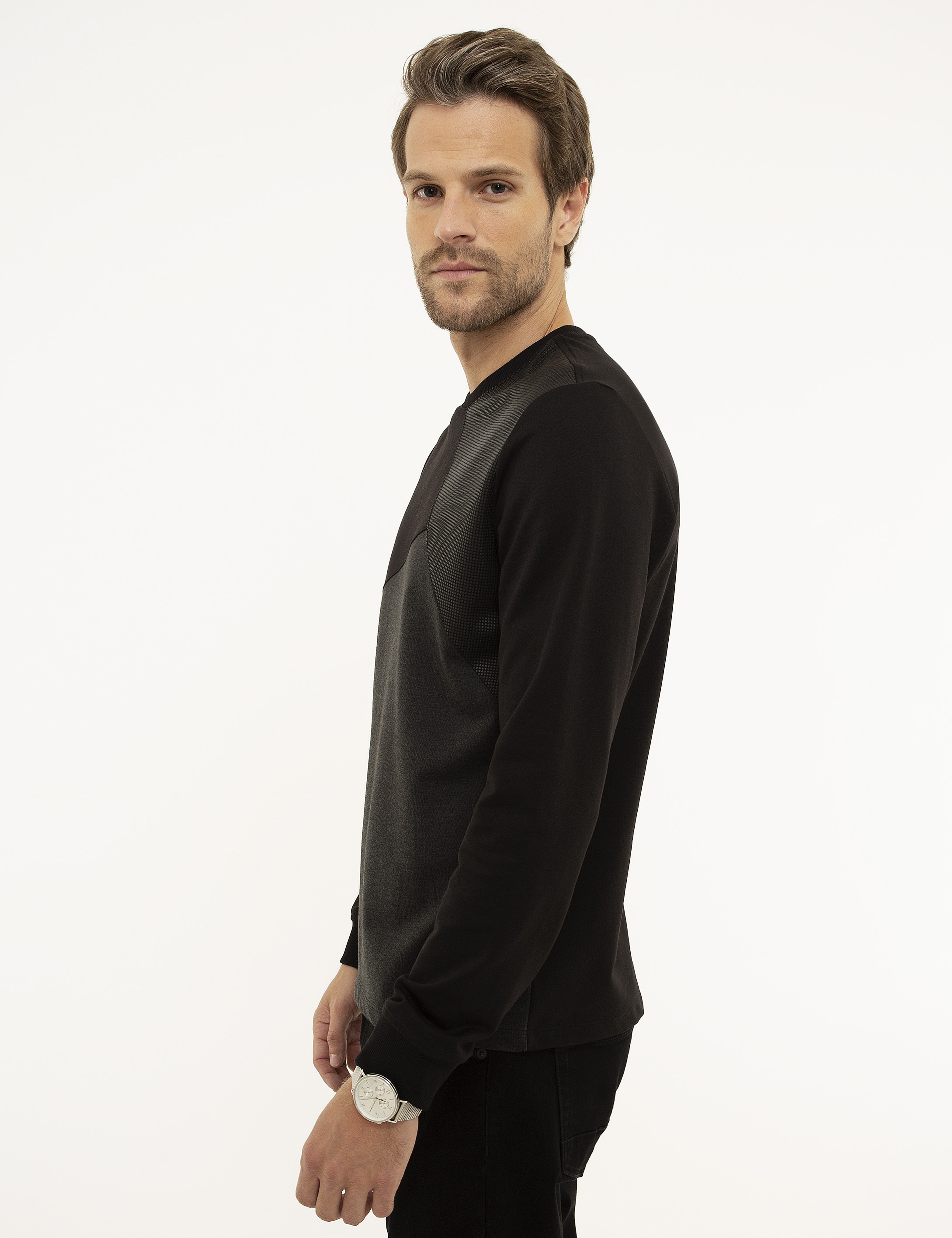 Siyah Standart Fit Sweatshirt - Image 3