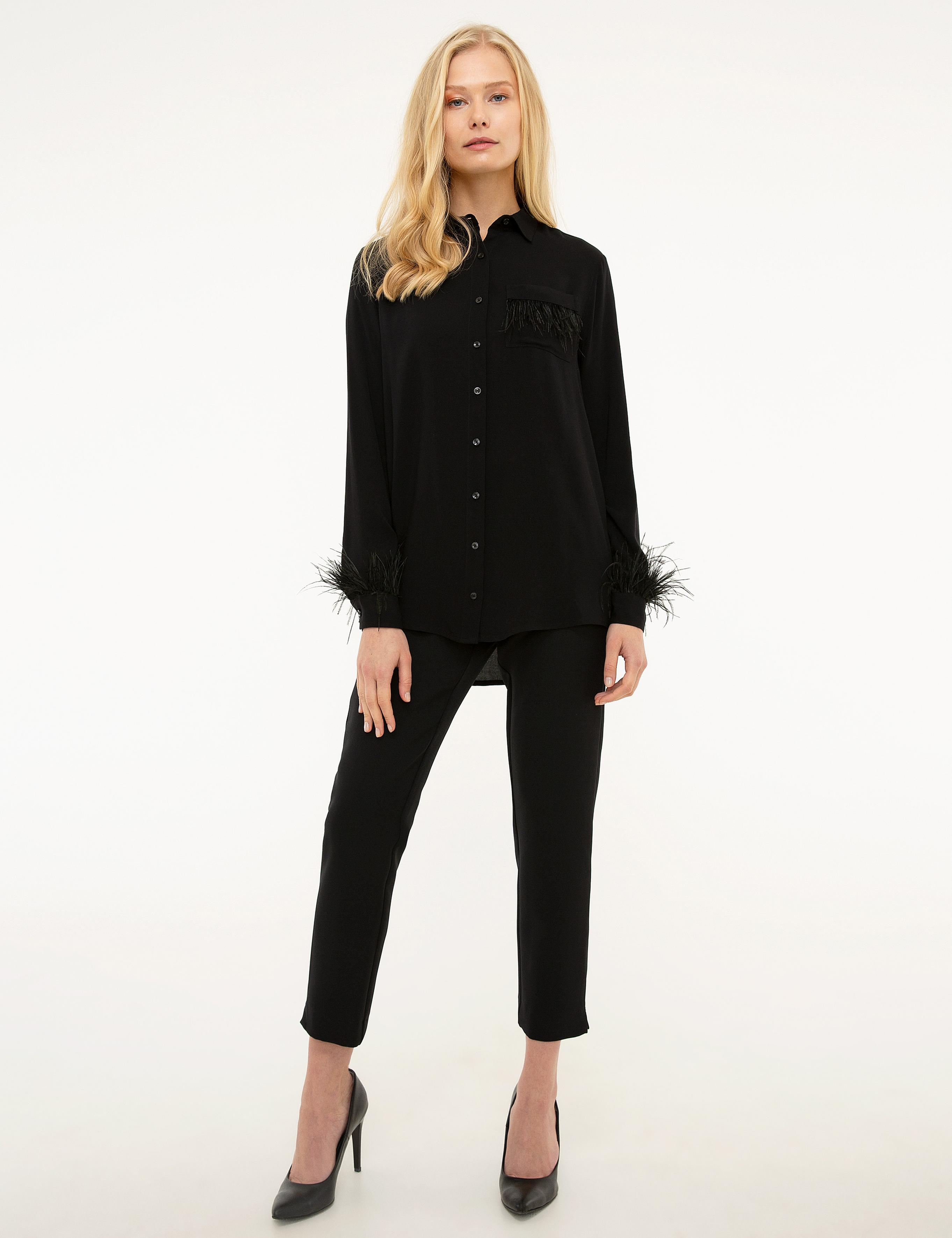 Siyah Comfort Fit Uzun Kollu Gömlek