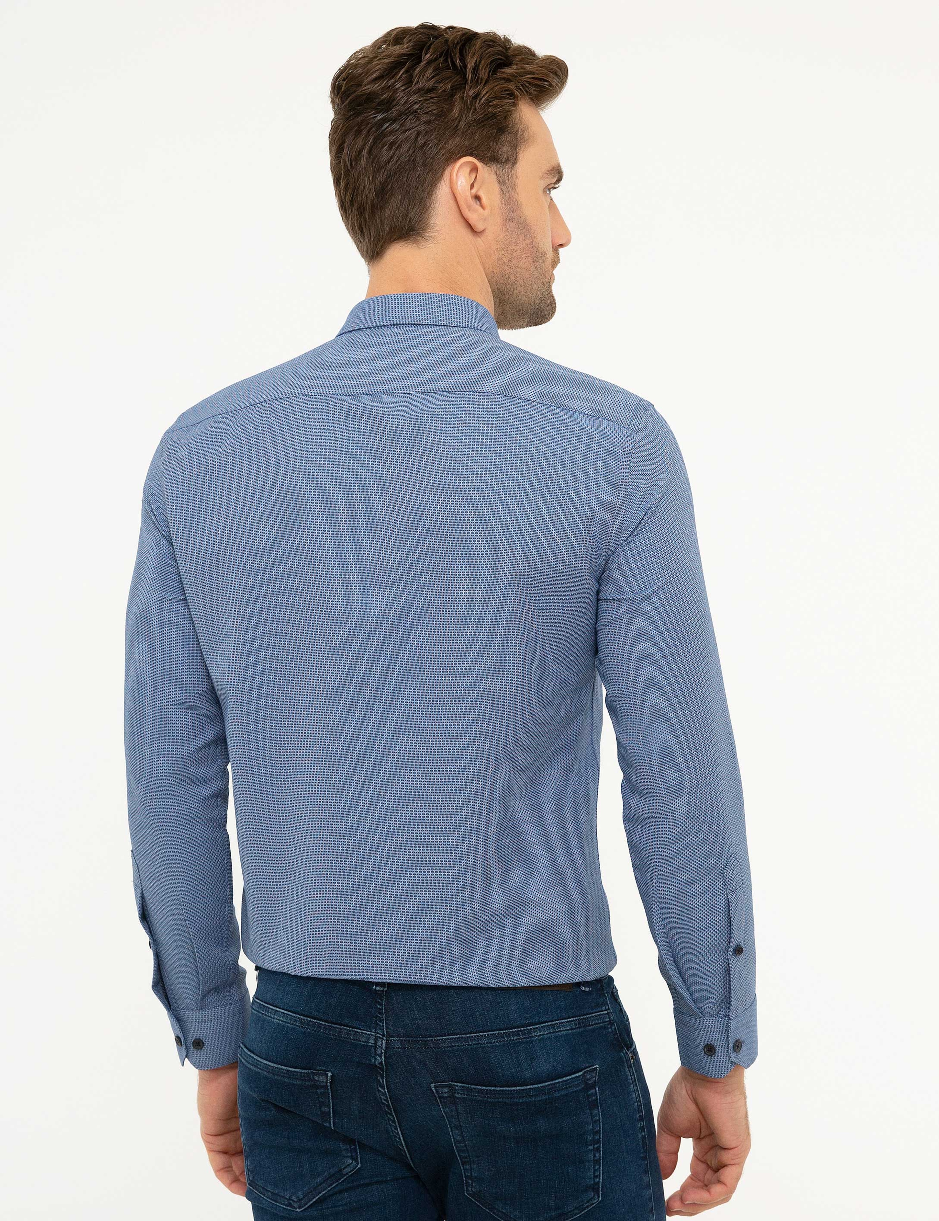 Lacivert Slim Fit Gömlek - Image 3