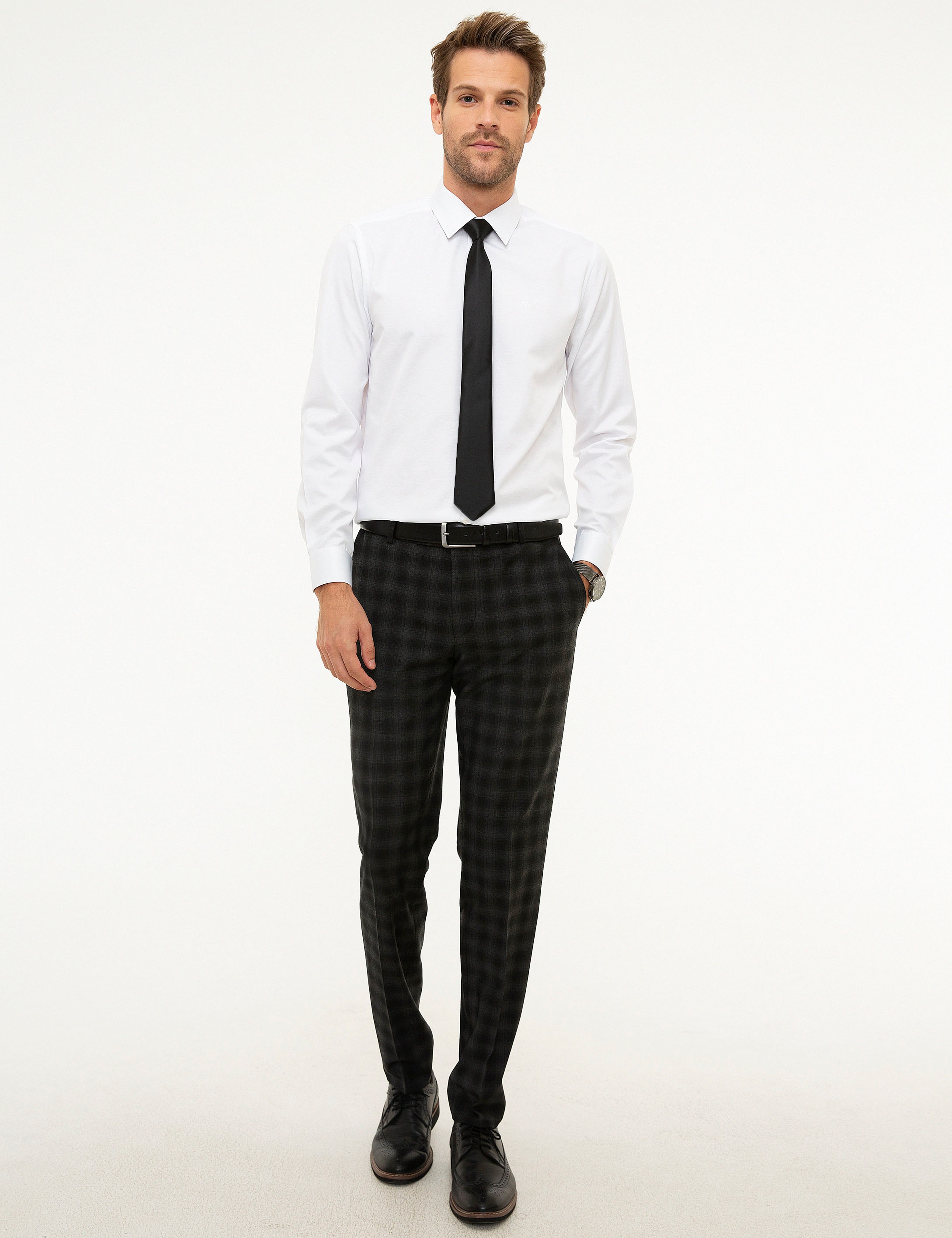 Beyaz Slim Fit Uzun Kollu Klasik Gömlek - Image 4