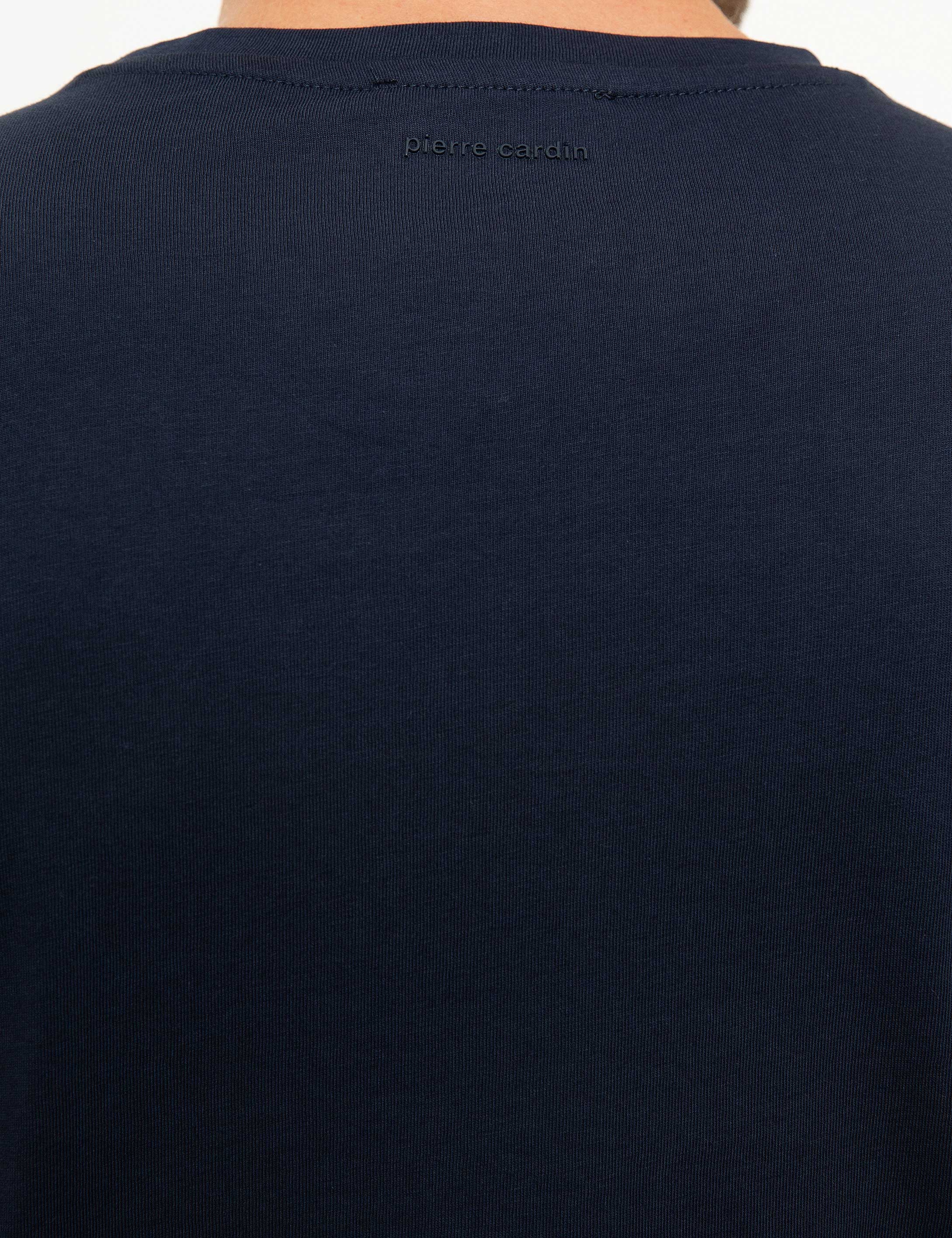 Lacivert Slim Fit Bisiklet Yaka T-Shirt - Image 5