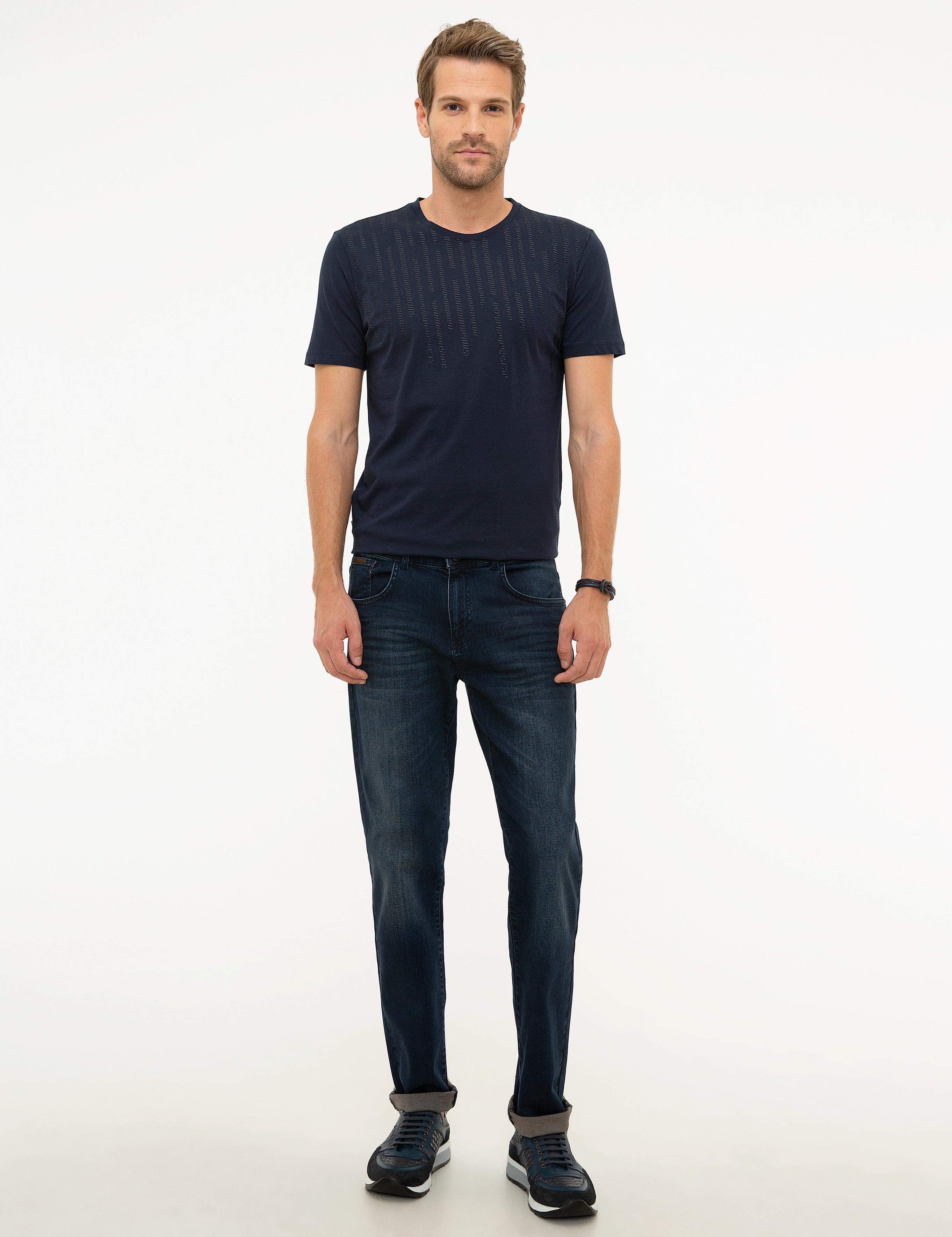 Lacivert Slim Fit Bisiklet Yaka T-Shirt