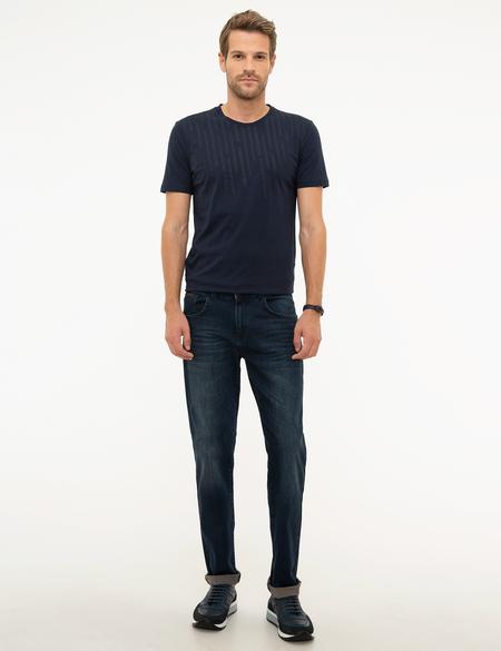 Lacivert Slim Fit Bisiklet Yaka T-Shirt - 50217078005