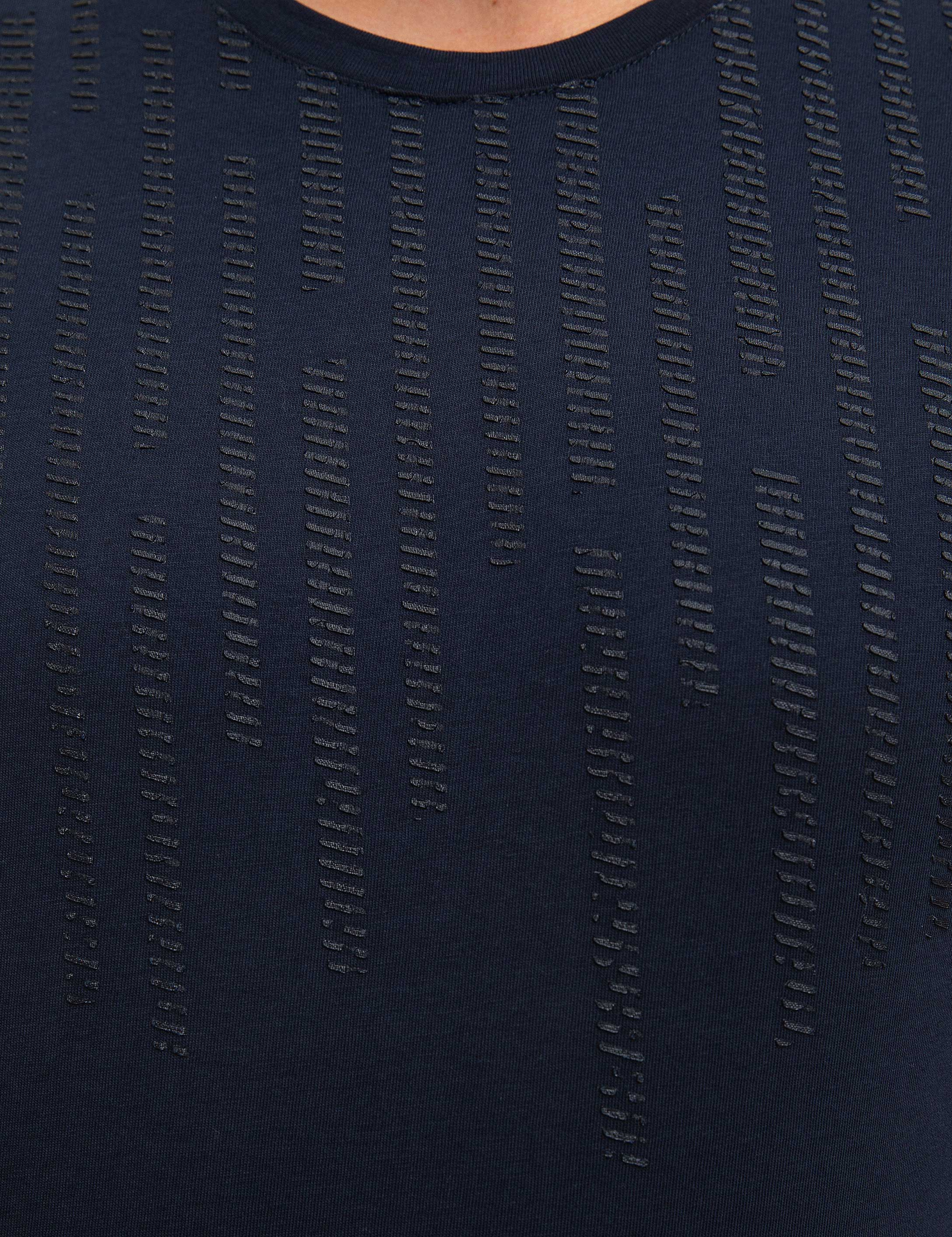 Lacivert Slim Fit Bisiklet Yaka T-Shirt - Image 6