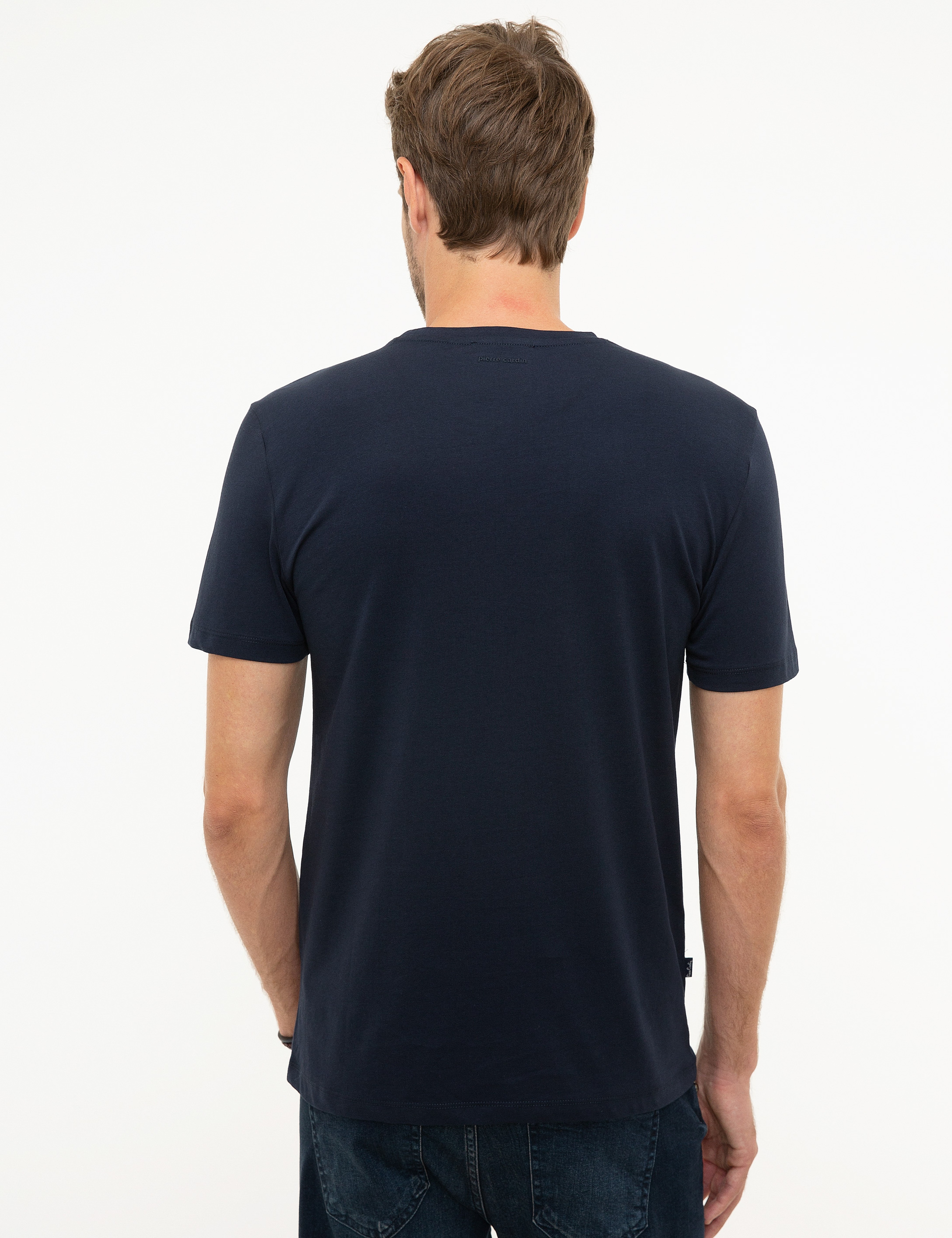 Lacivert Slim Fit Bisiklet Yaka T-Shirt