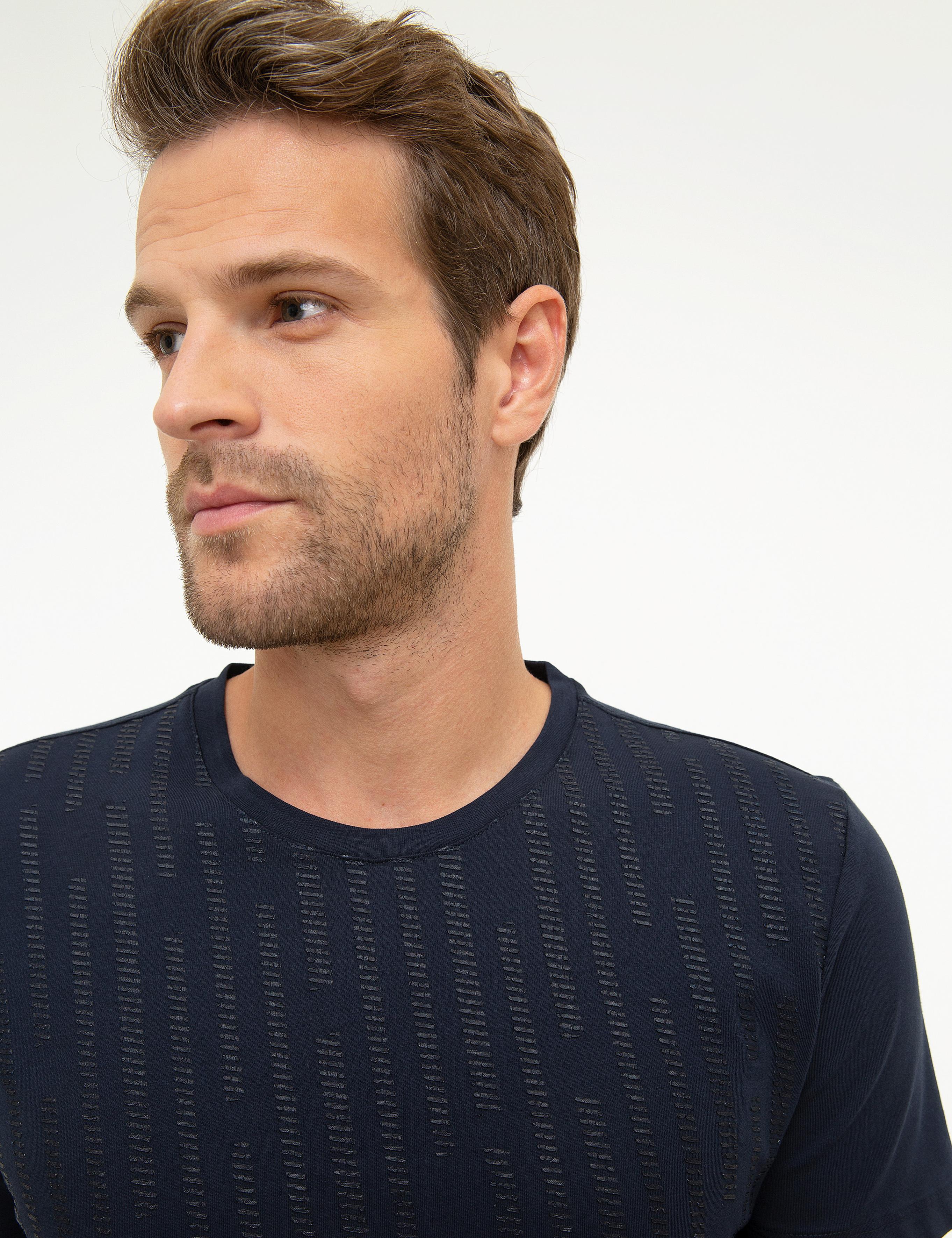 Lacivert Slim Fit Bisiklet Yaka T-Shirt