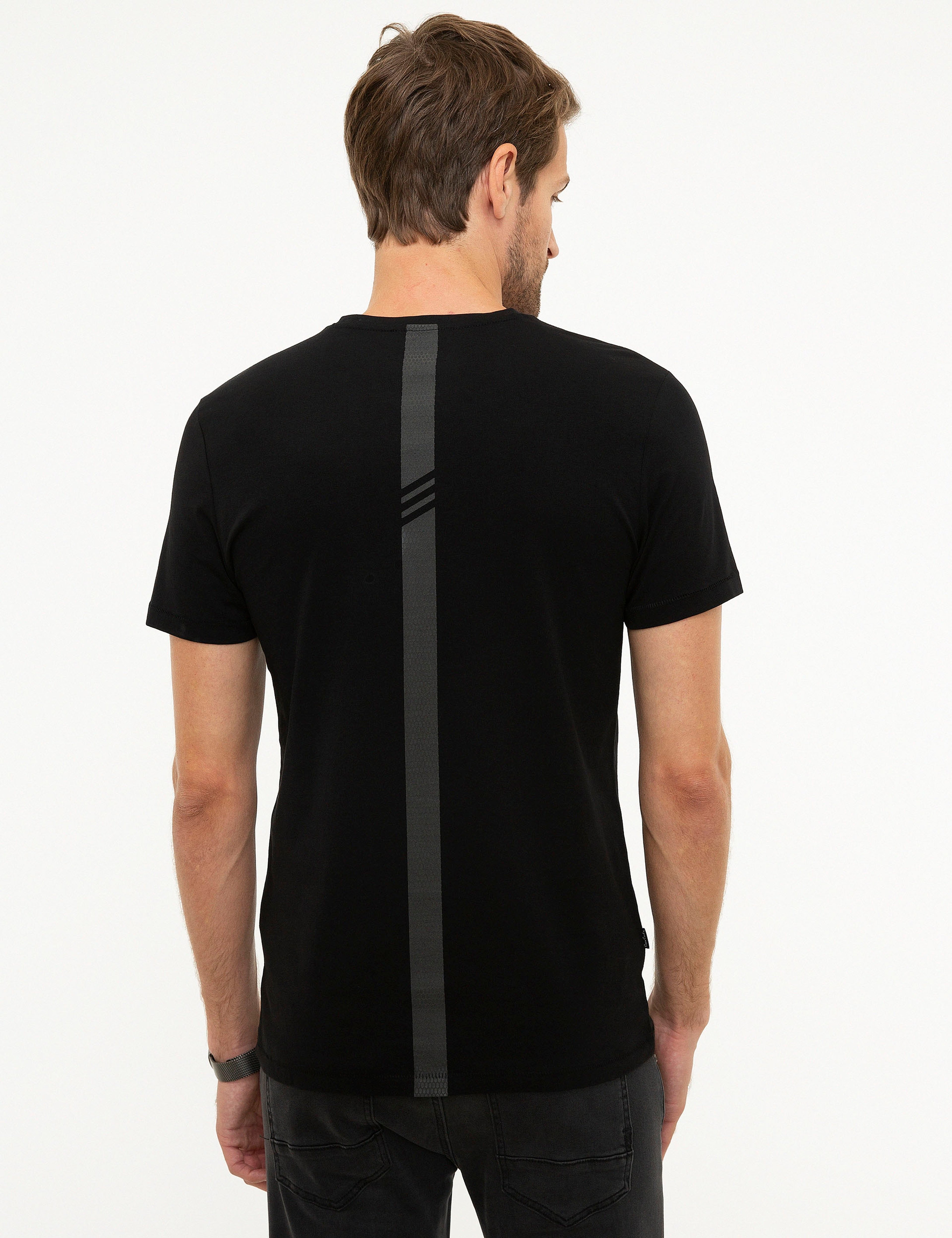 Siyah Slim Fit Bisiklet Yaka Basic Tişört