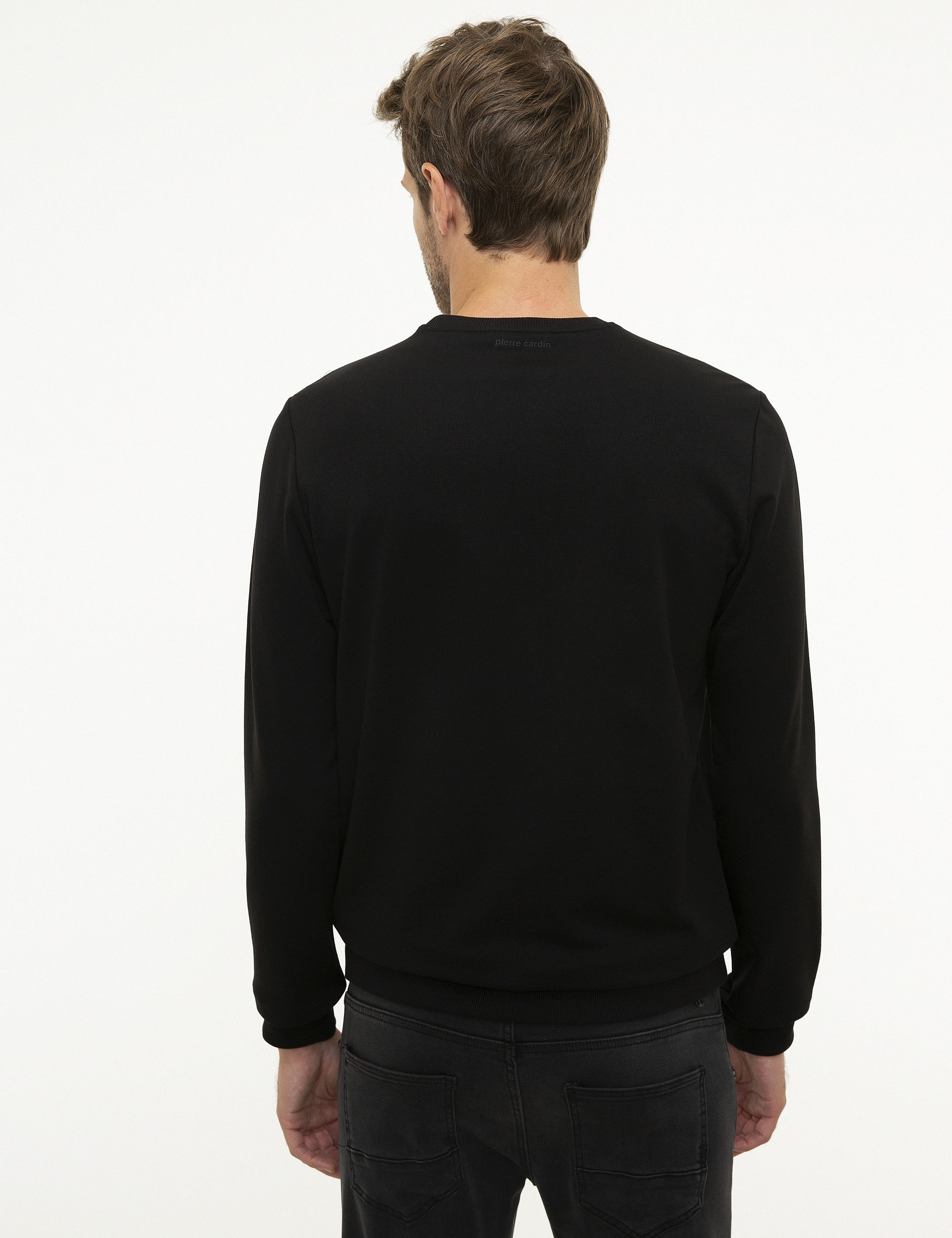 Siyah Standart Fit Bisiklet Yaka Sweatshirt - Image 4