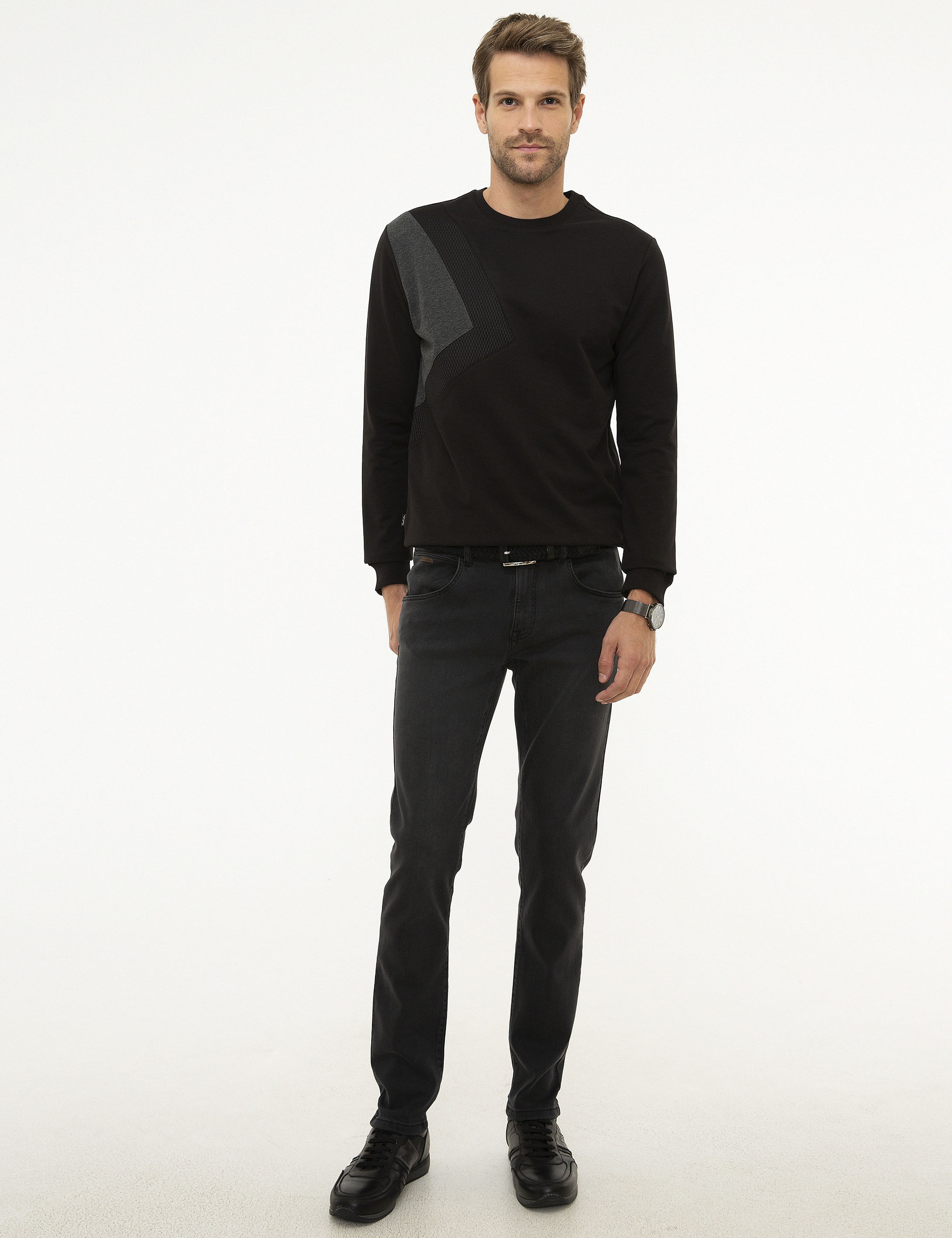 Siyah Standart Fit Sweatshirt - Image 5