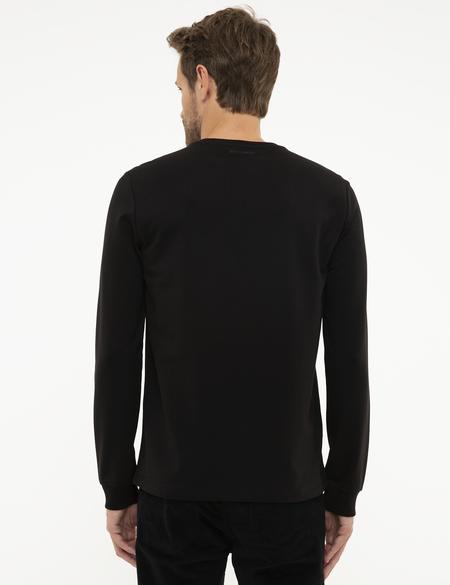 Siyah Standart Fit Bisiklet Yaka Sweatshirt - 50218024007