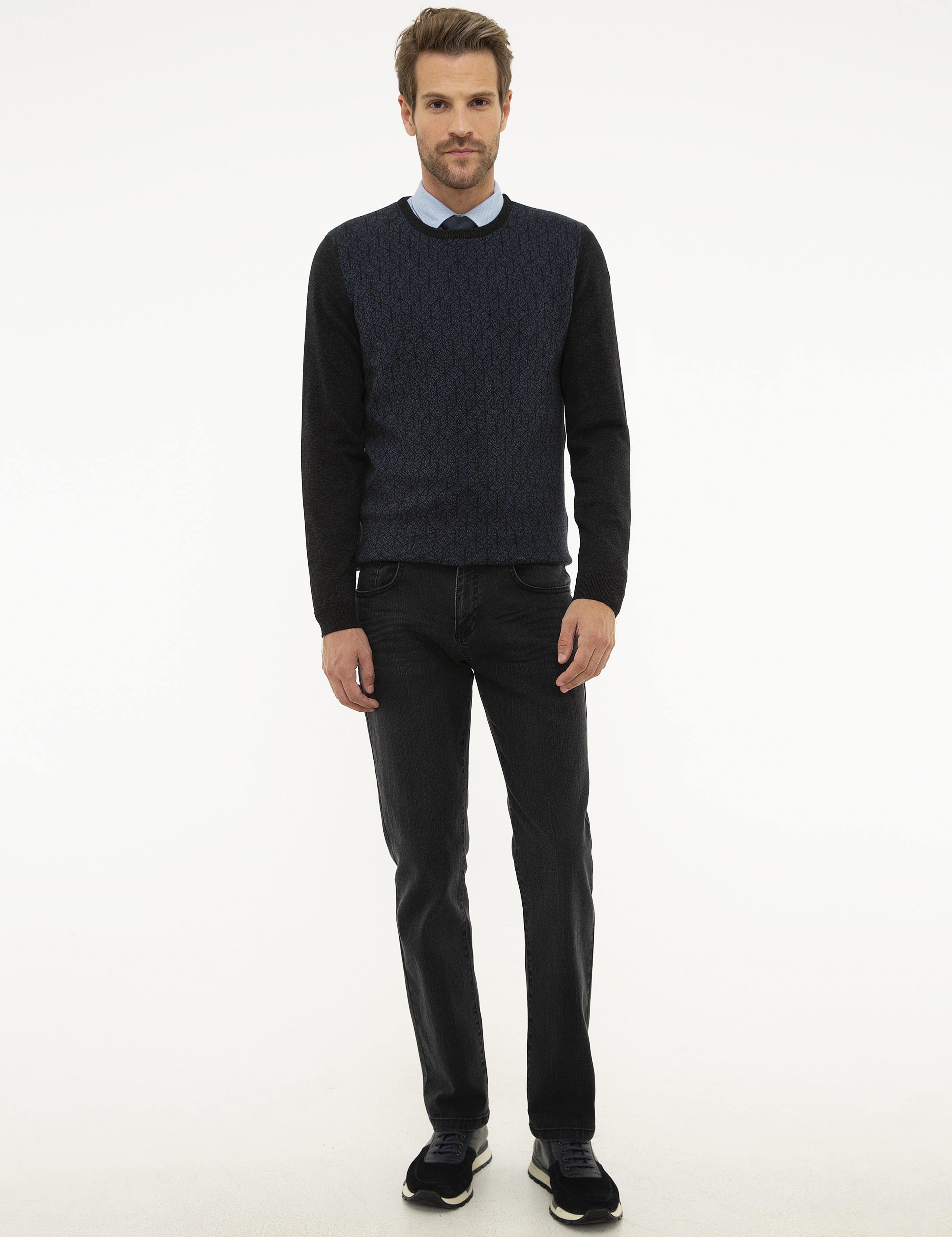 Antrasit Slim Fit Jean Pantolon - Image 1