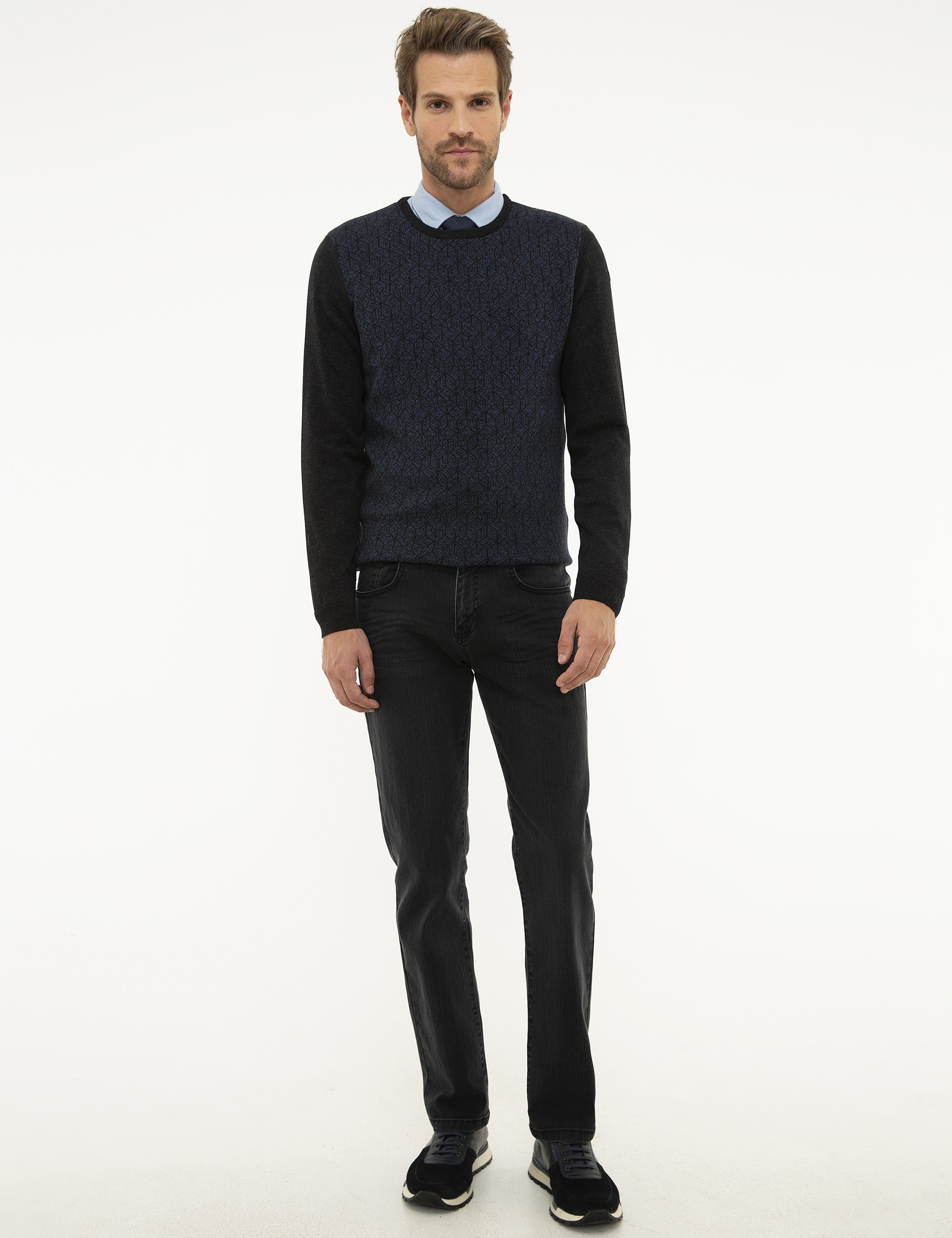 Antrasit Slim Fit Jean Pantolon