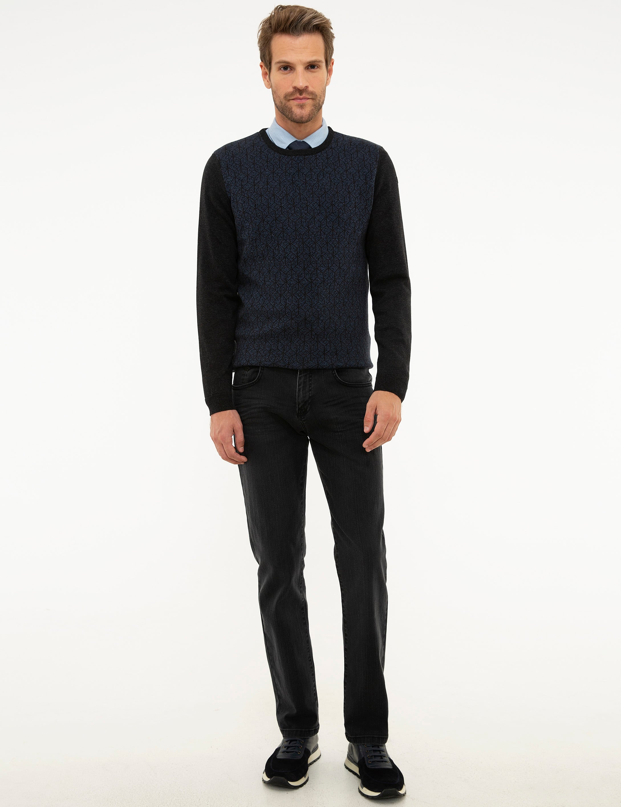 Antrasit Slim Fit Jean Pantolon