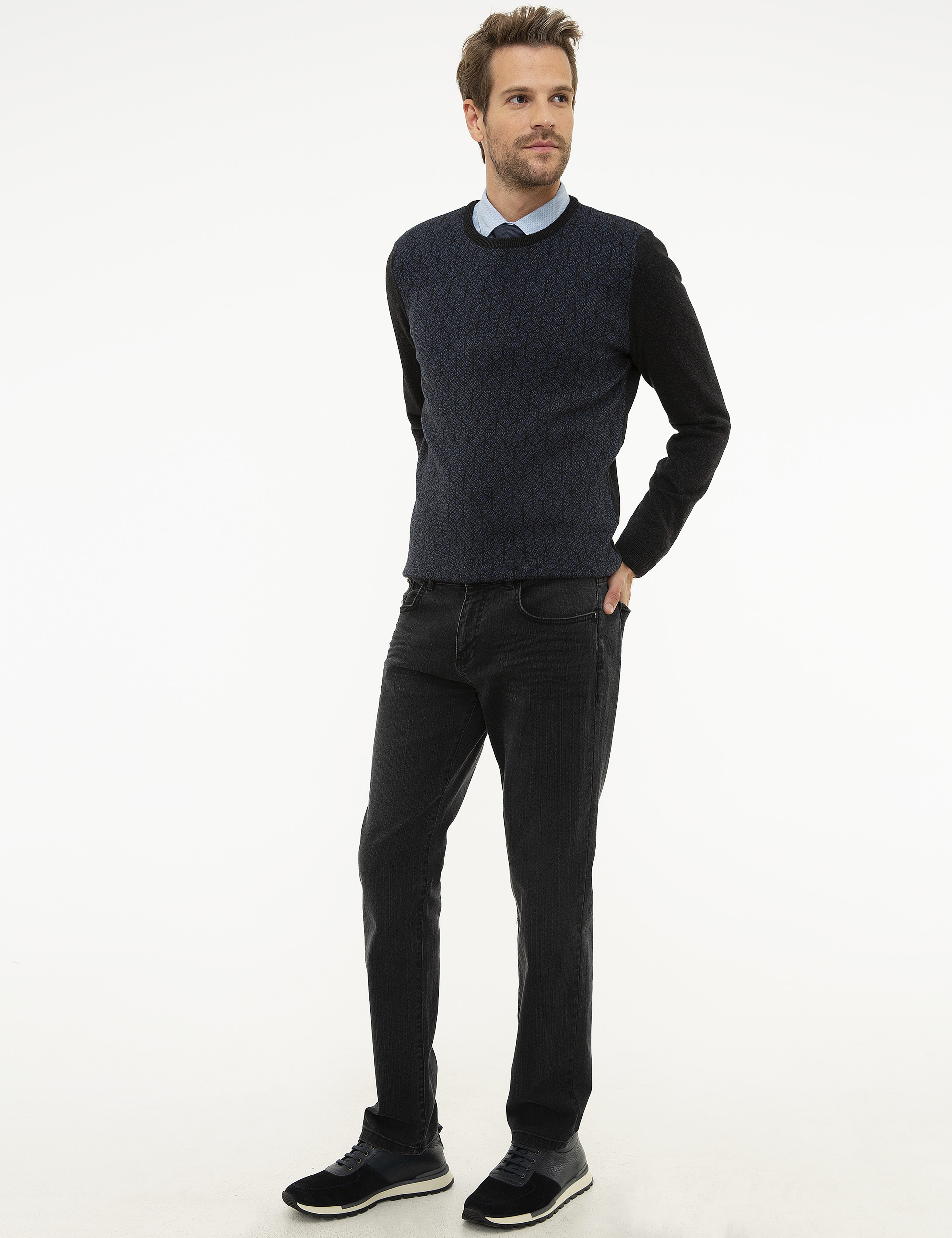 Antrasit Slim Fit Jean Pantolon - Image 2