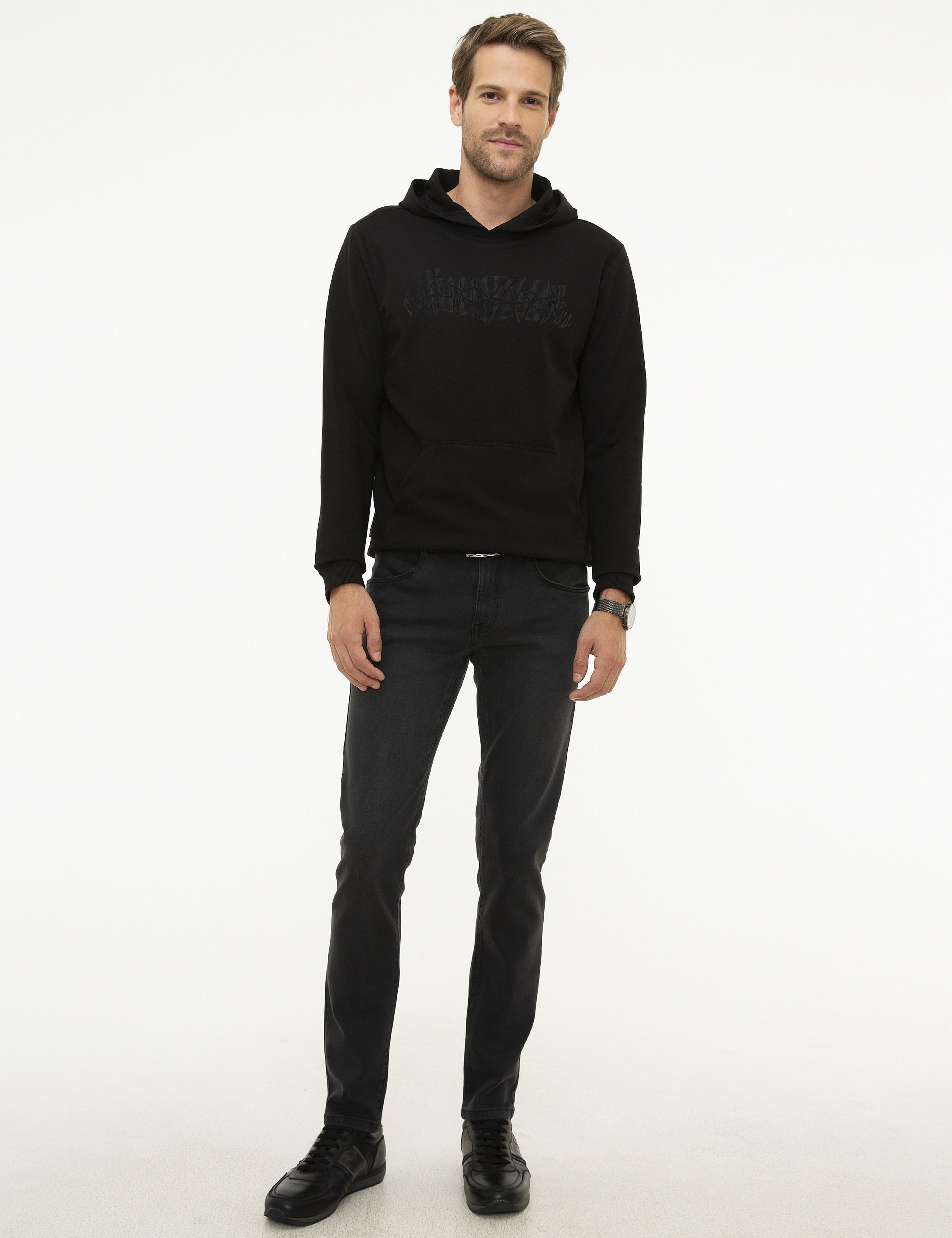 Siyah Standart Fit Sweatshirt - Image 5