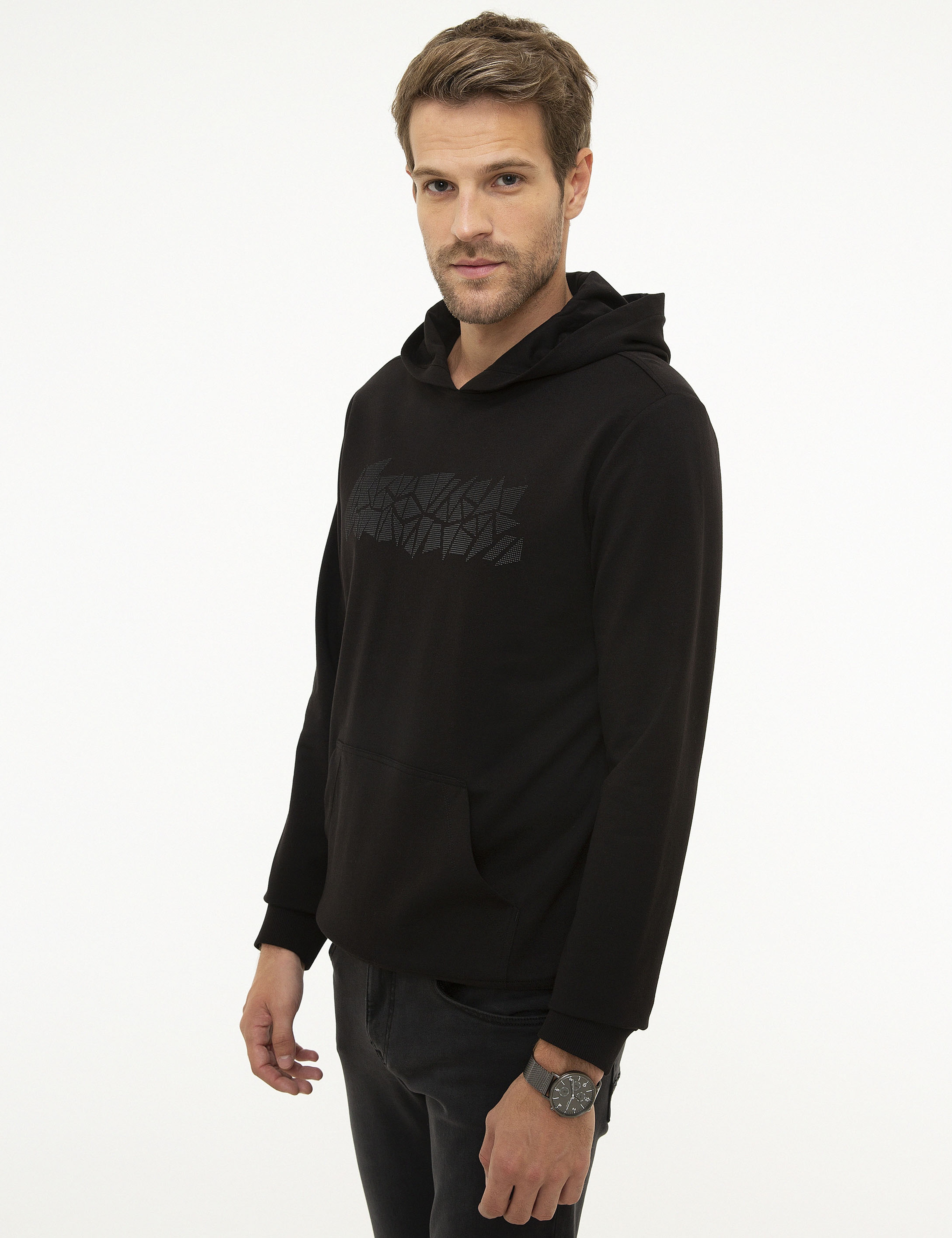 Siyah Standart Fit Sweatshirt - Image 3