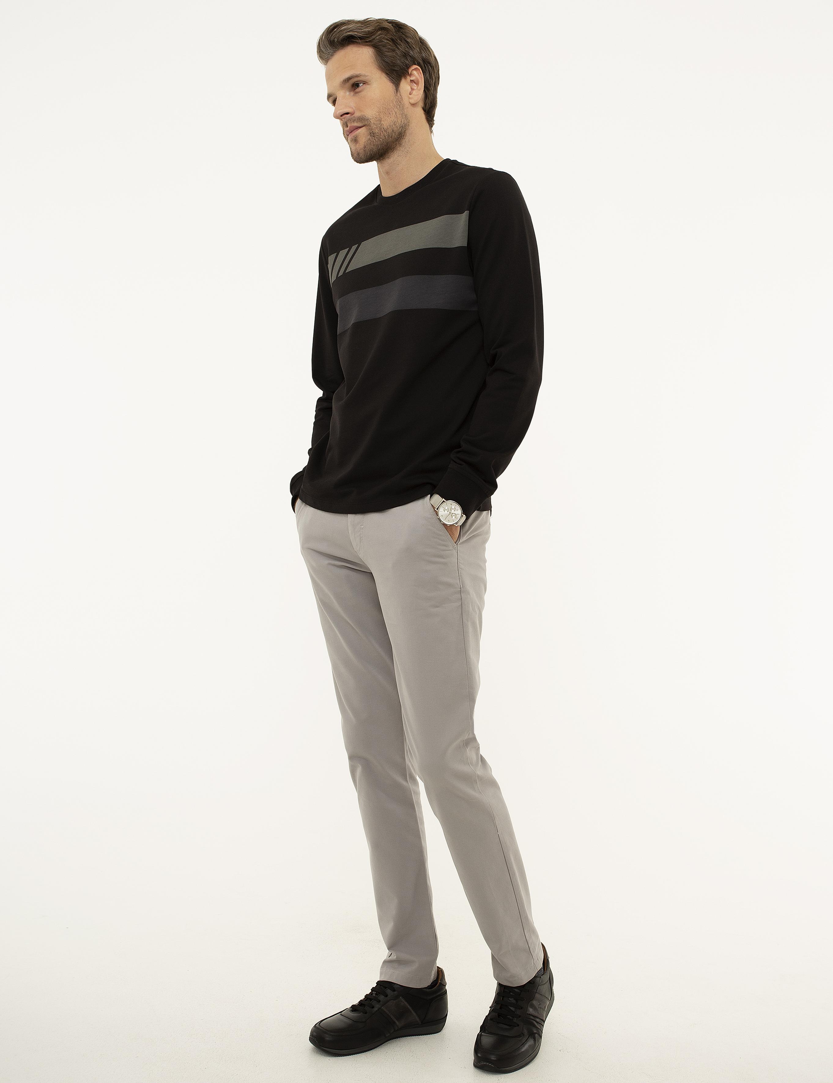 Gri Slim Fit Kanvas Pantolon