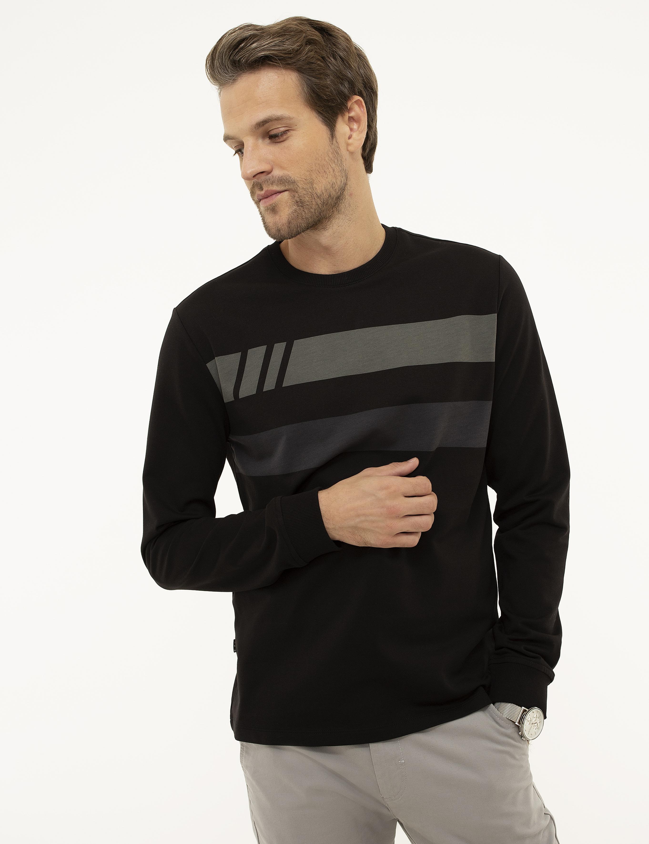Siyah Standart Fit Sweatshirt