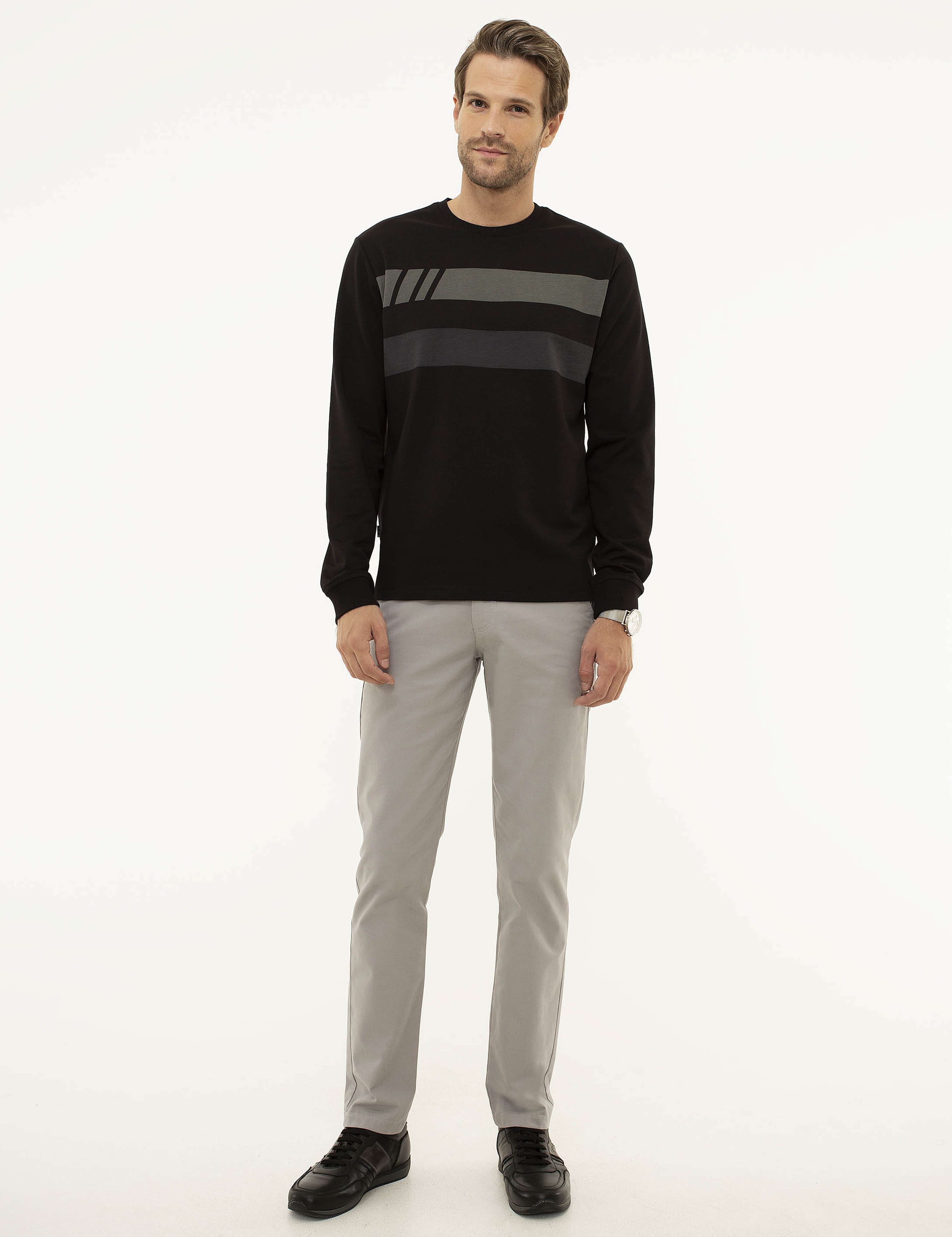 Siyah Standart Fit Sweatshirt - Image 5
