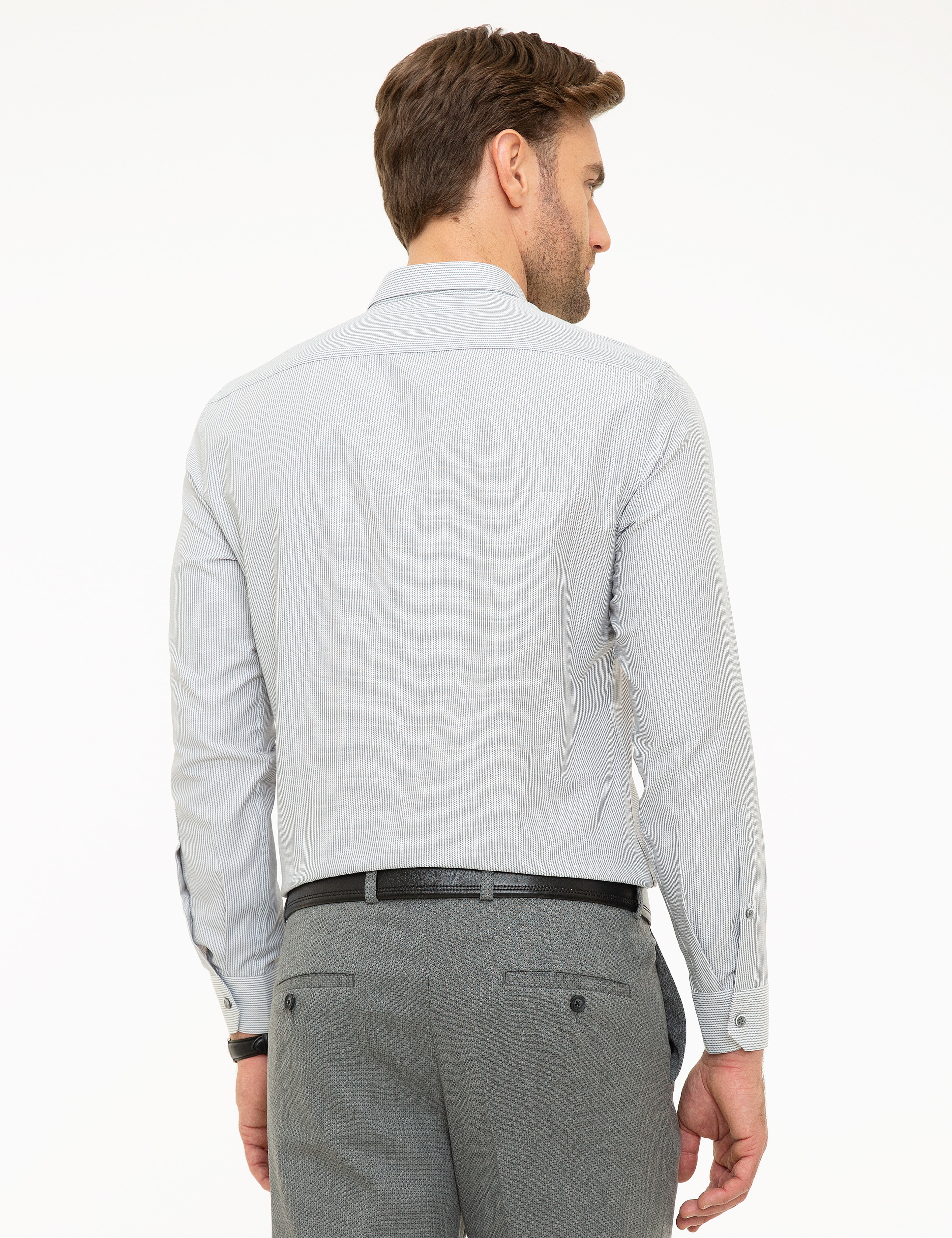 Gri Slim Fit Gömlek - Image 3