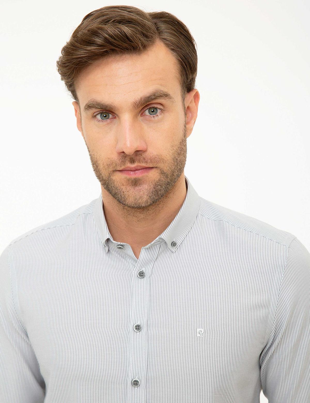 Gri Slim Fit Gömlek - 50218329012