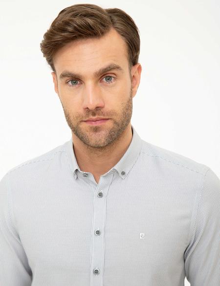 Gri Slim Fit Gömlek - 50218329012