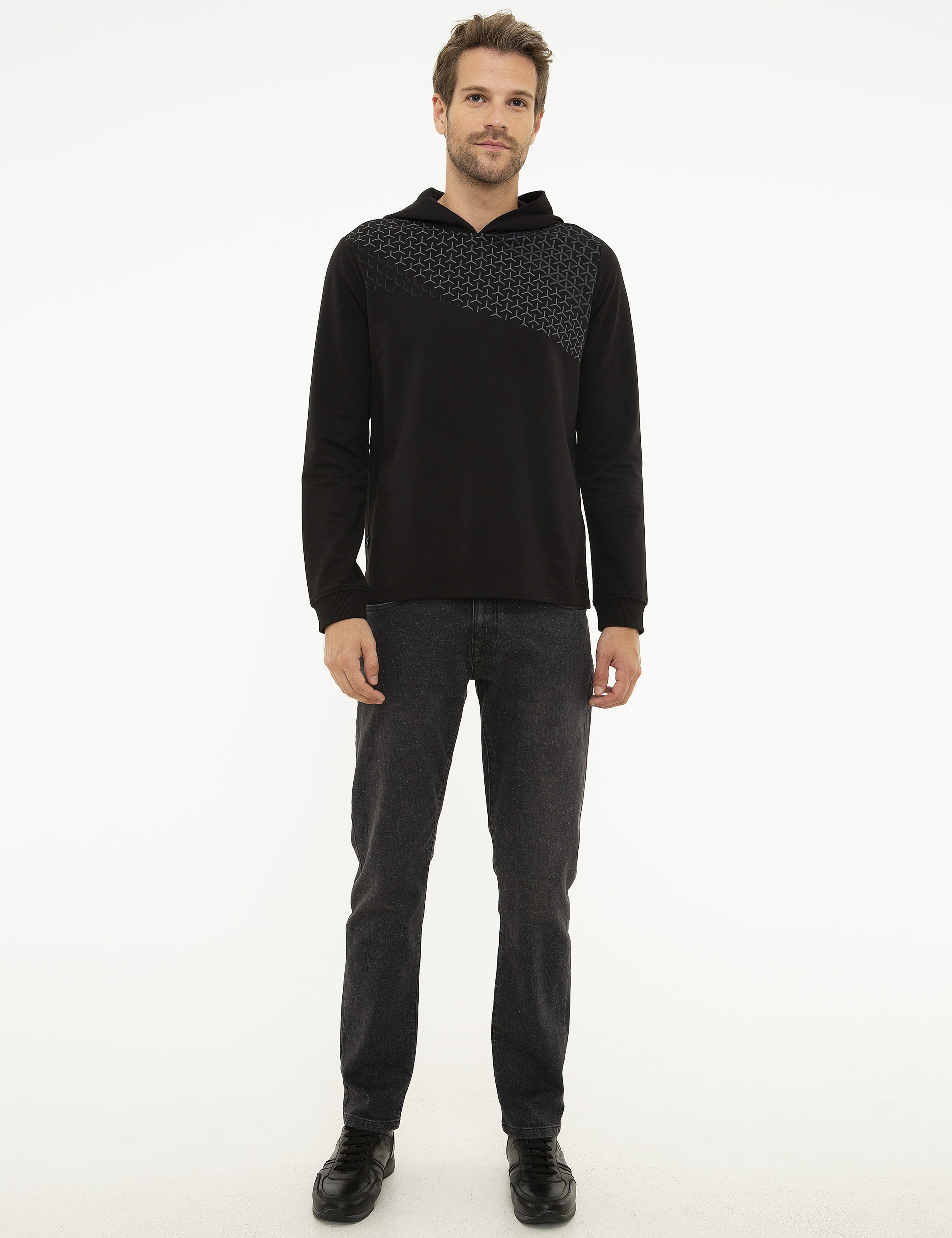 Siyah Standart Fit Sweatshirt - Image 5