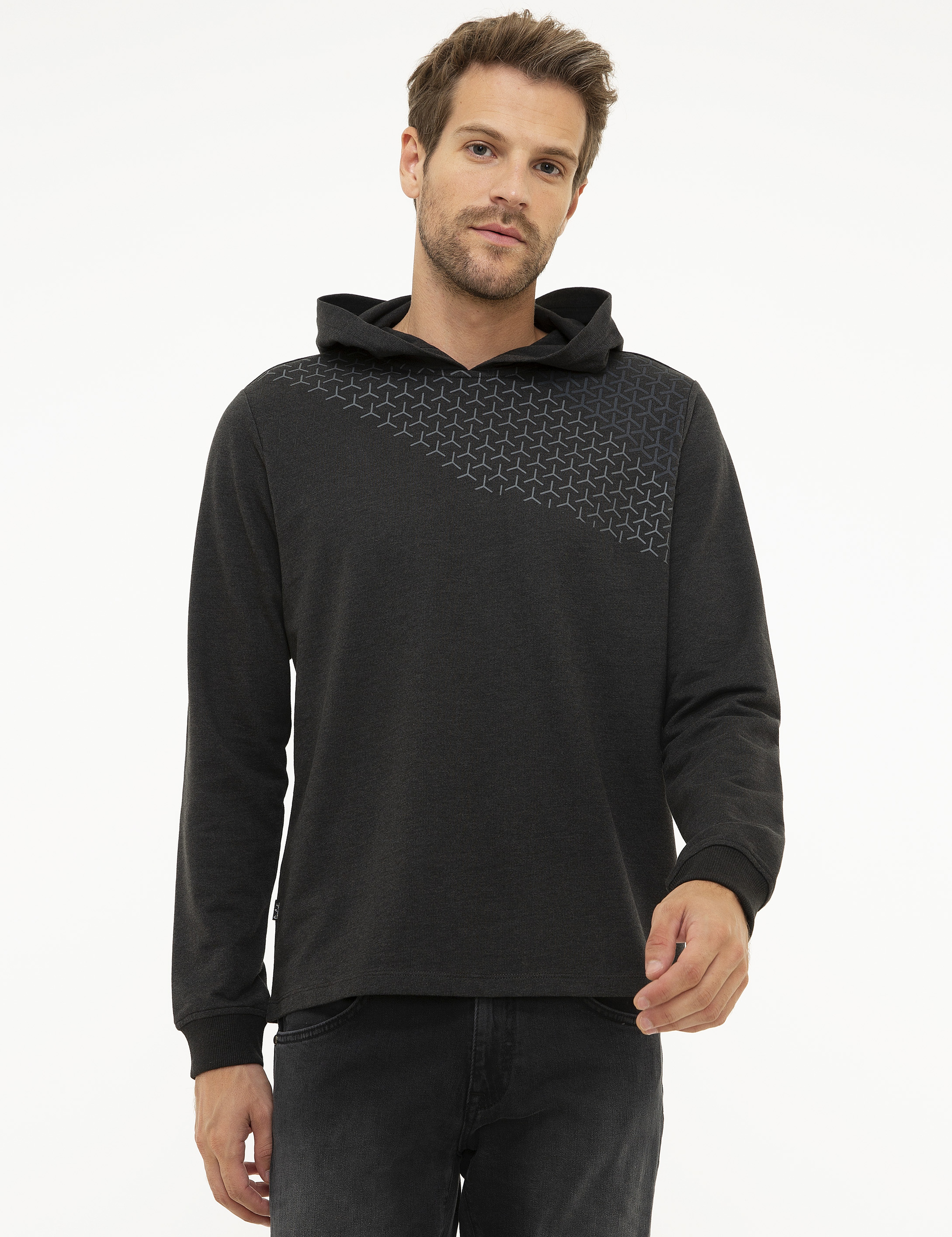 Antrasit Gri Melanj Standart Fit Sweatshirt - Image 1