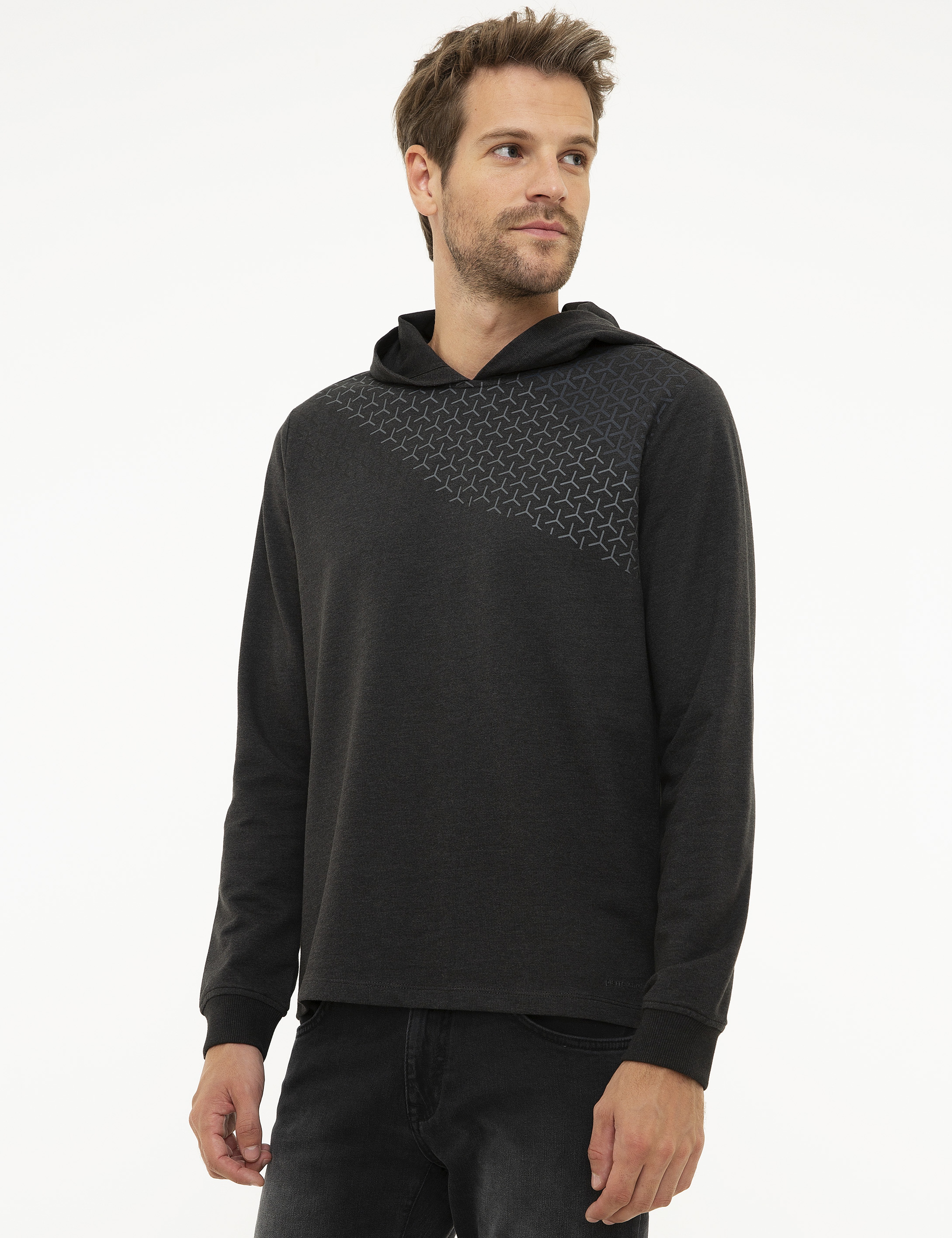 Antrasit Gri Melanj Standart Fit Sweatshirt - Image 3