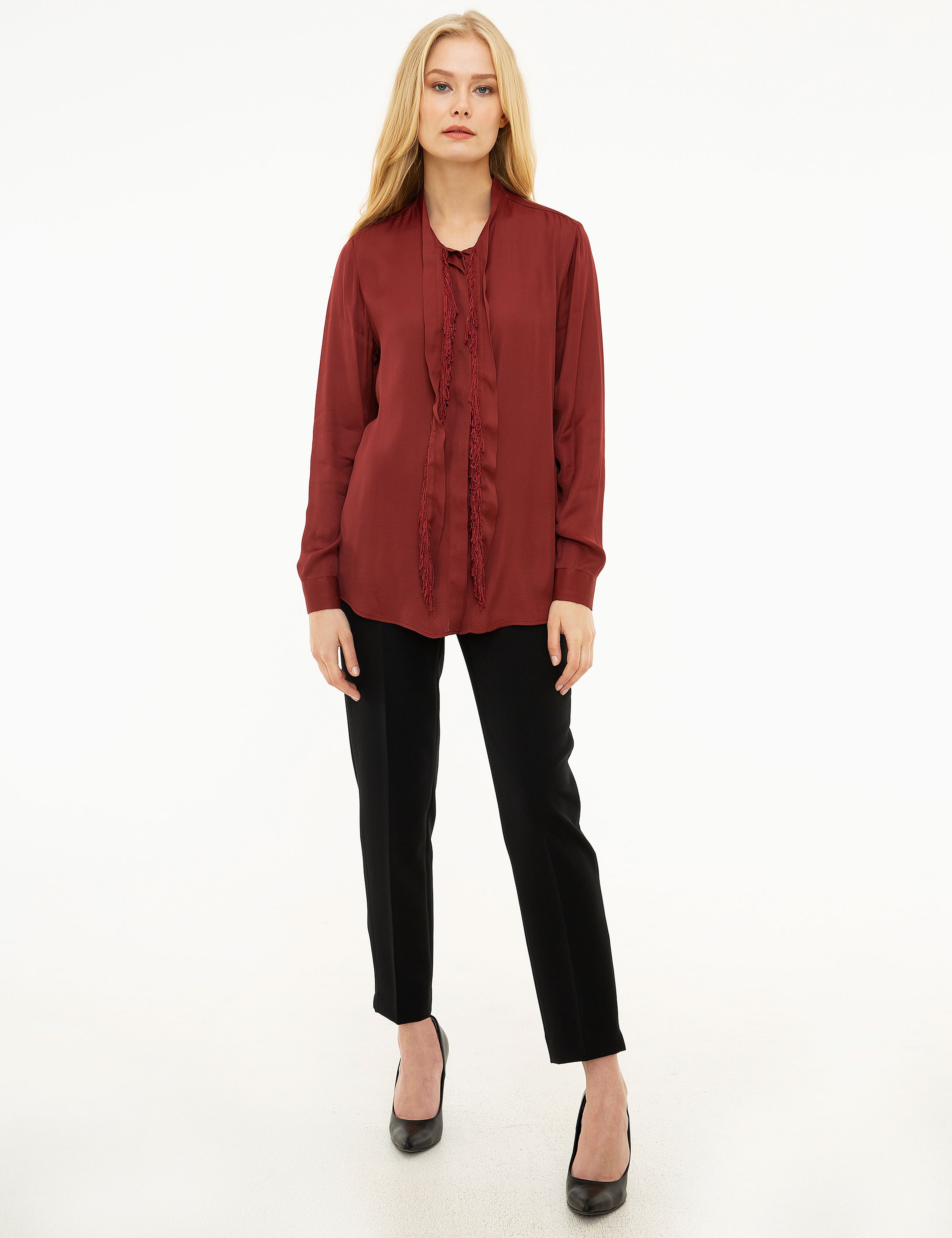 Bordo Regular Fit Uzun Kollu Gömlek - Image 4