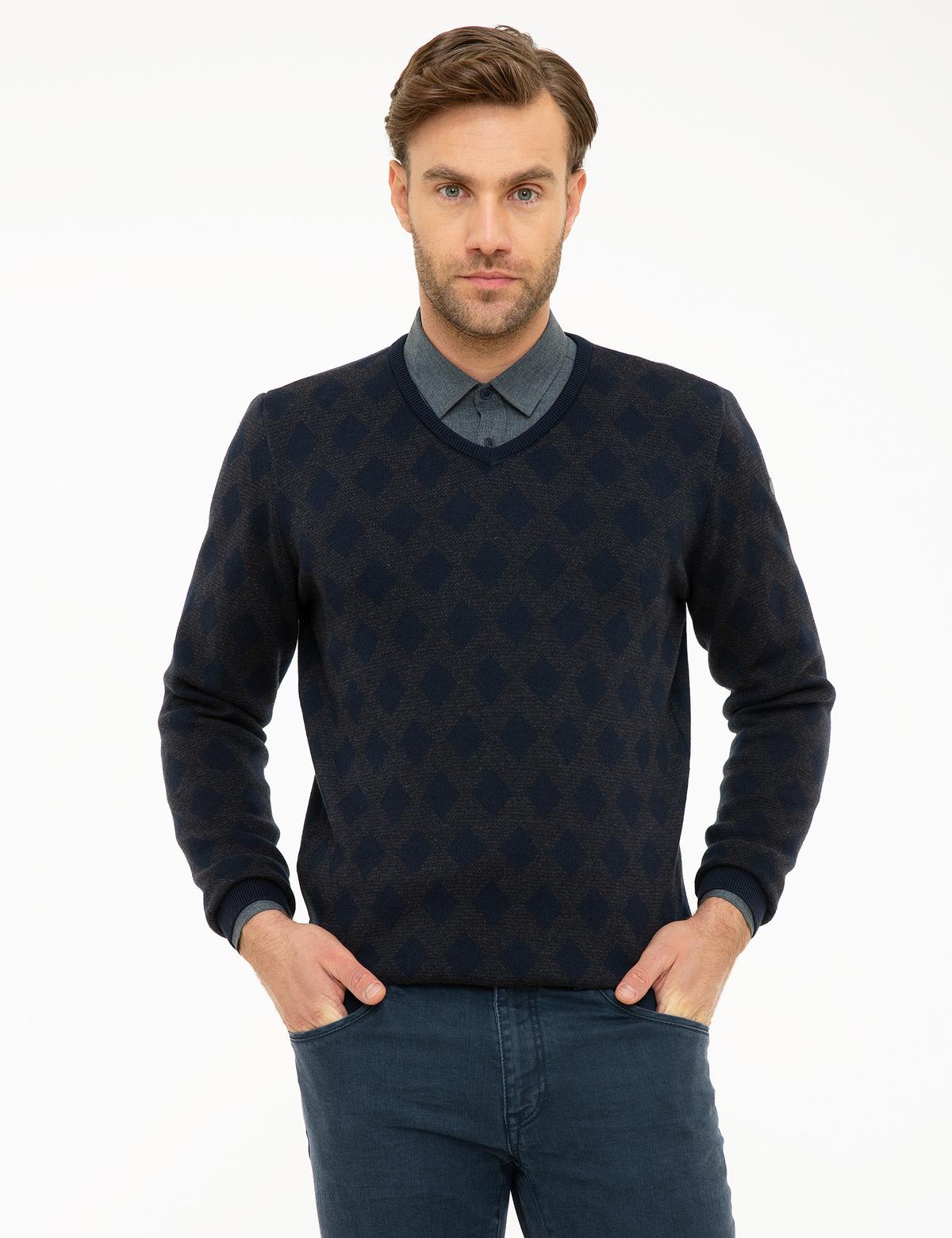 Koyu Lacivert Slim Fit Kazak