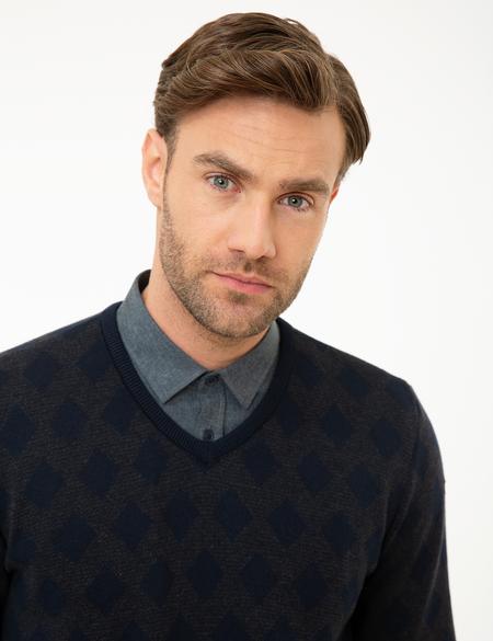 Koyu Lacivert Slim Fit Kazak - 50218097011