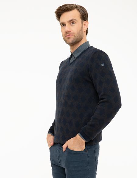 Koyu Lacivert Slim Fit Kazak - 50218097011