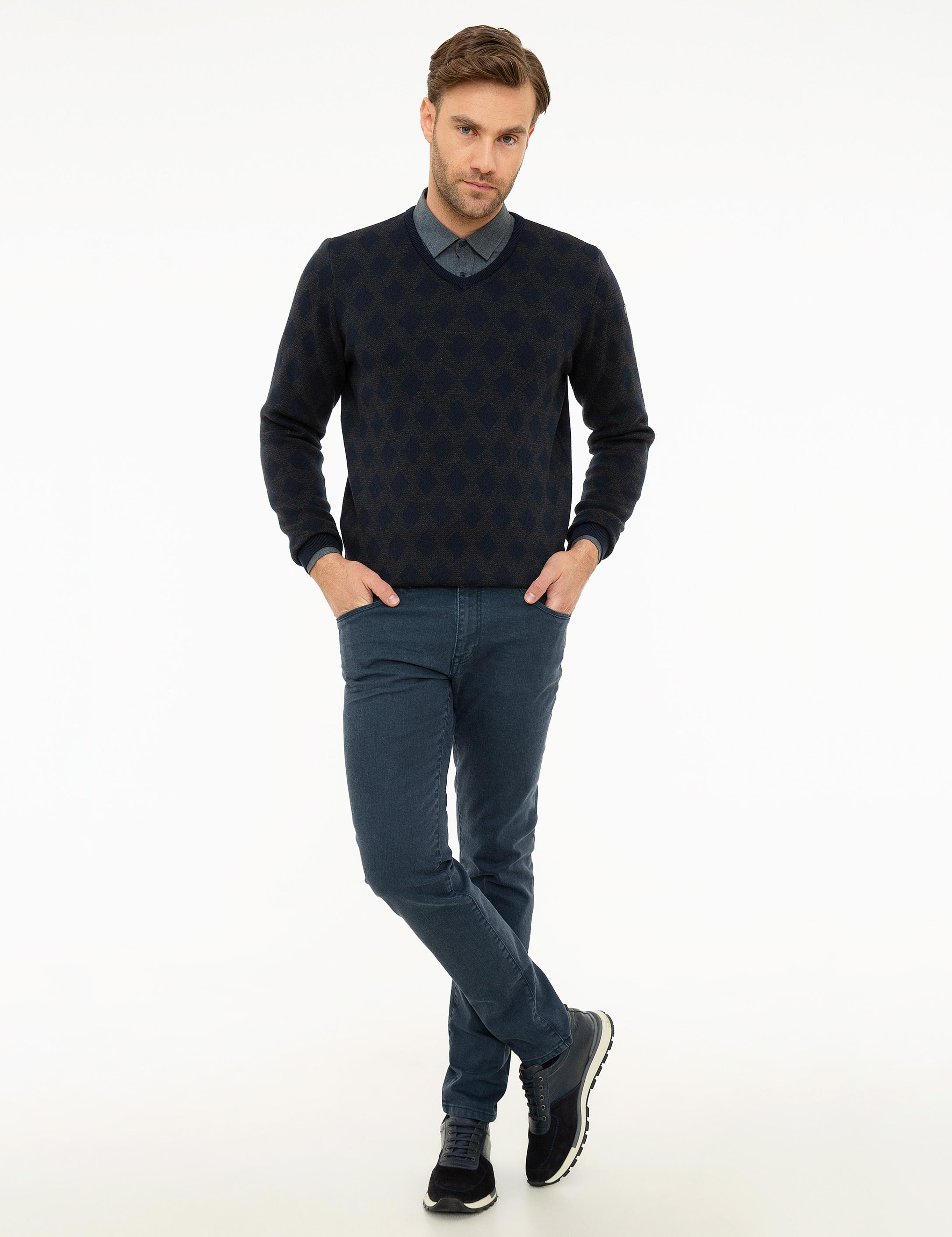 Koyu Lacivert Slim Fit Kazak