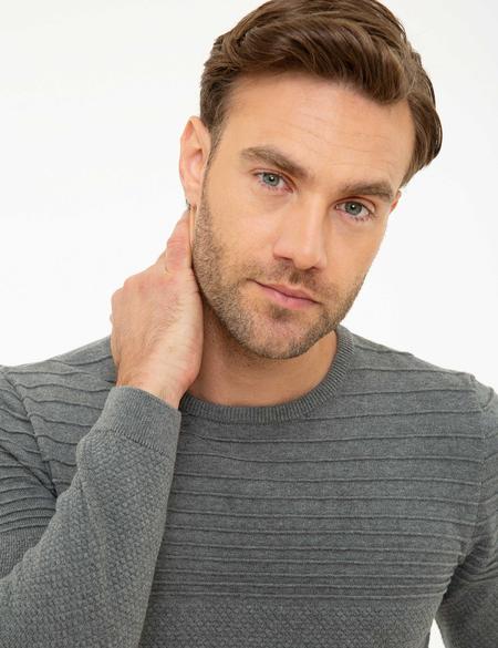 Gri Melanj Slim Fit Triko Kazak - 50218130016