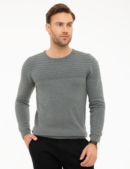 Gri Melanj Slim Fit Triko Kazak - 50218130016