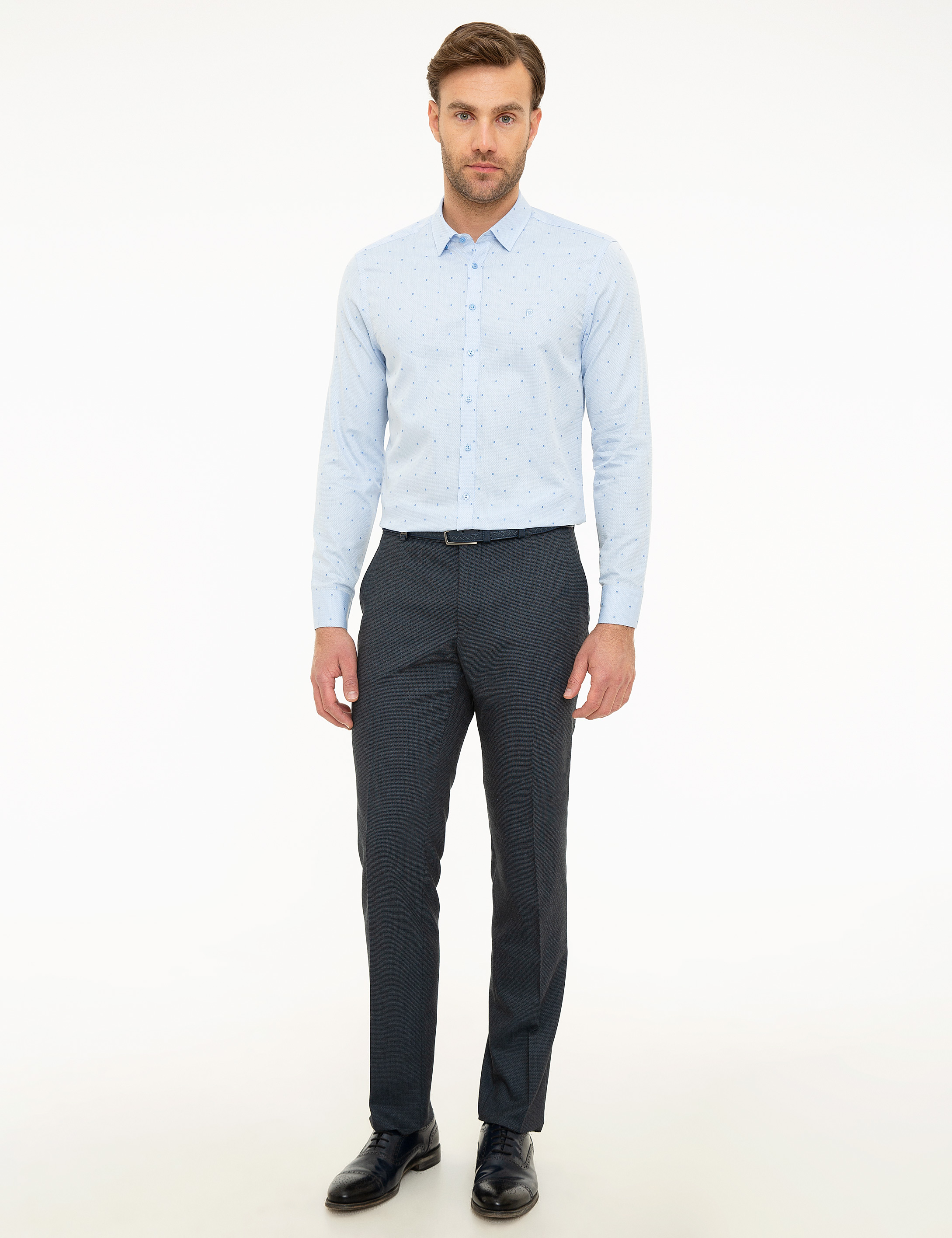 Açık Mavi Slim Fit Uzun Kollu Gömlek - Image 4