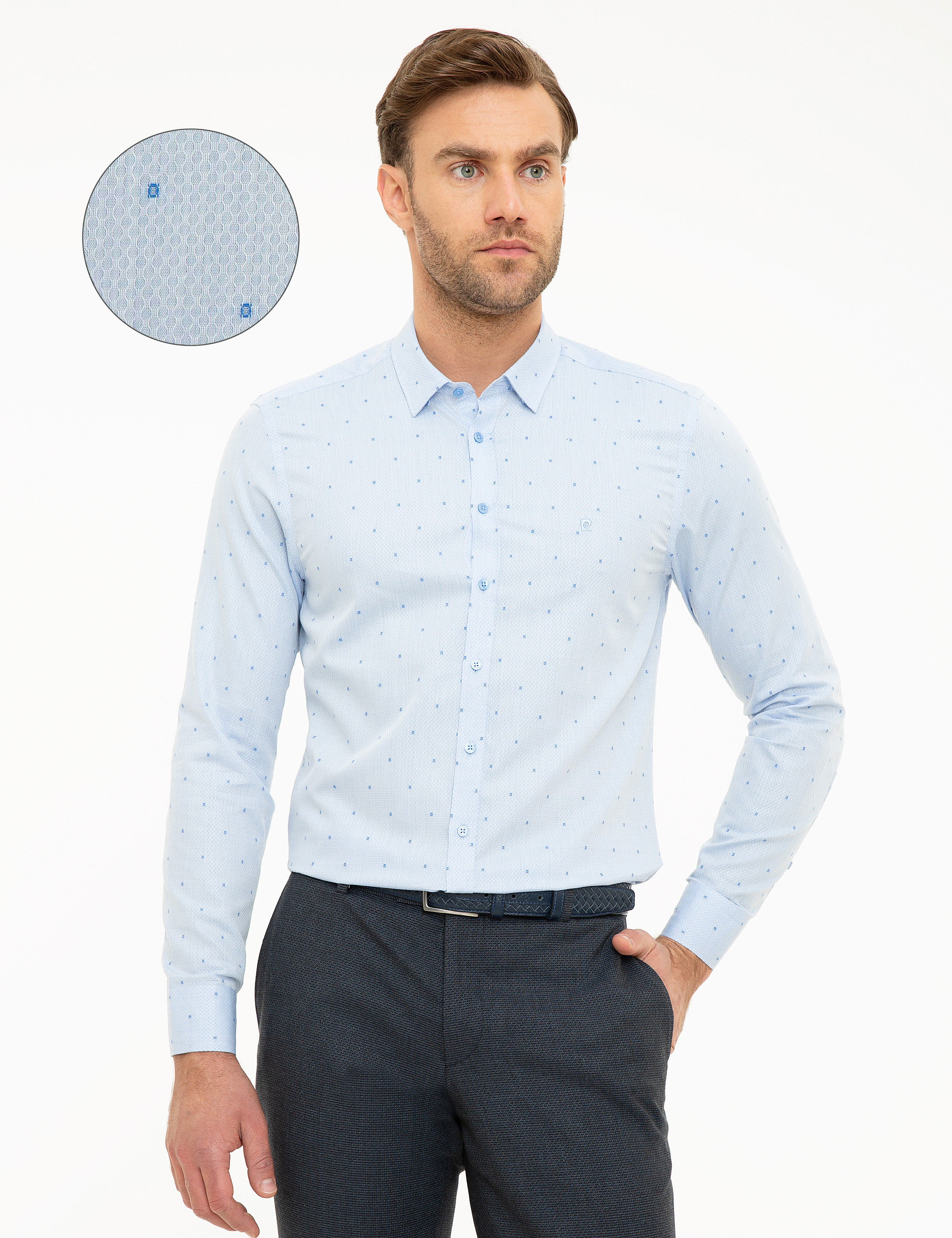 Açık Mavi Slim Fit Uzun Kollu Gömlek - Image 1