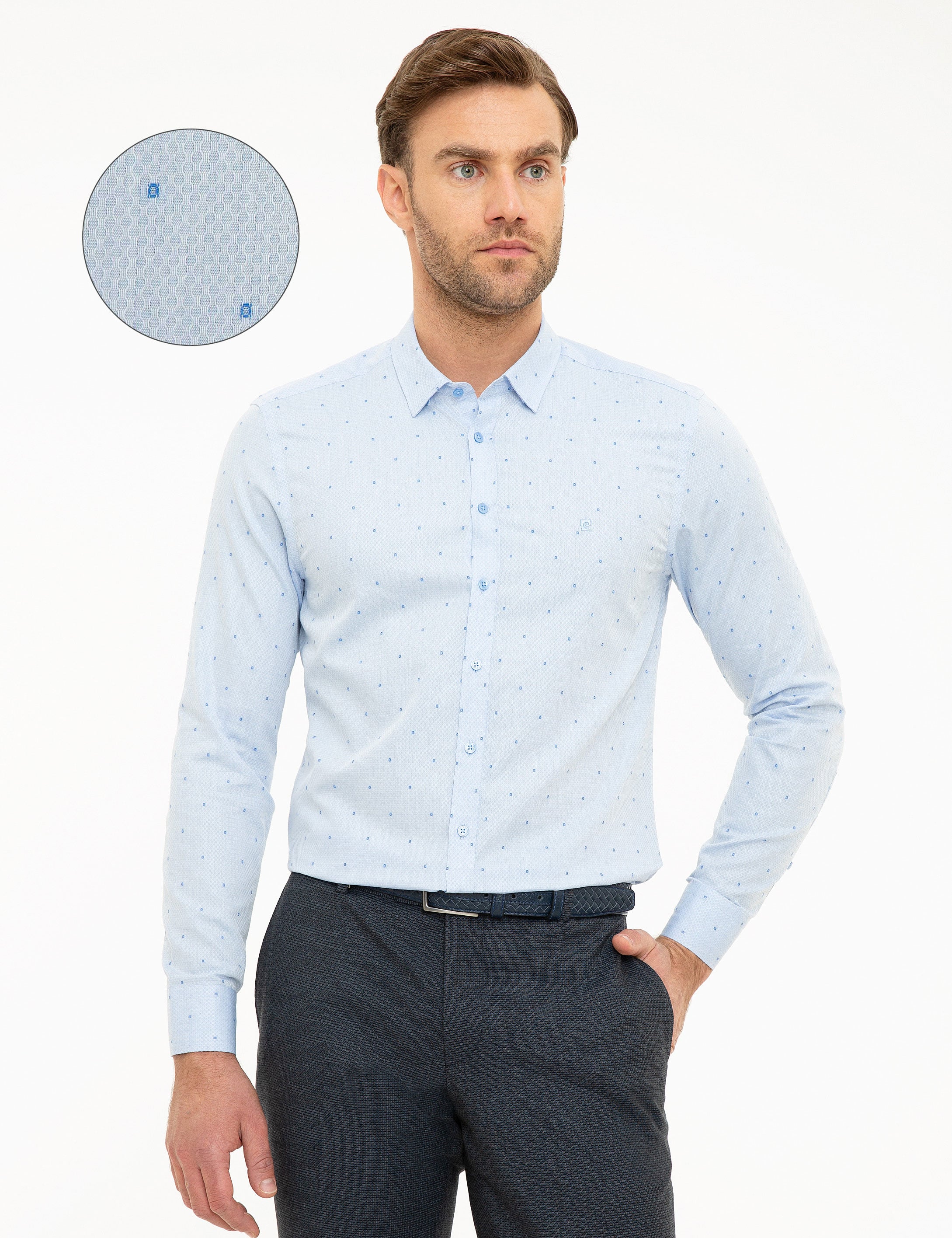 Açık Mavi Slim Fit Uzun Kollu Gömlek