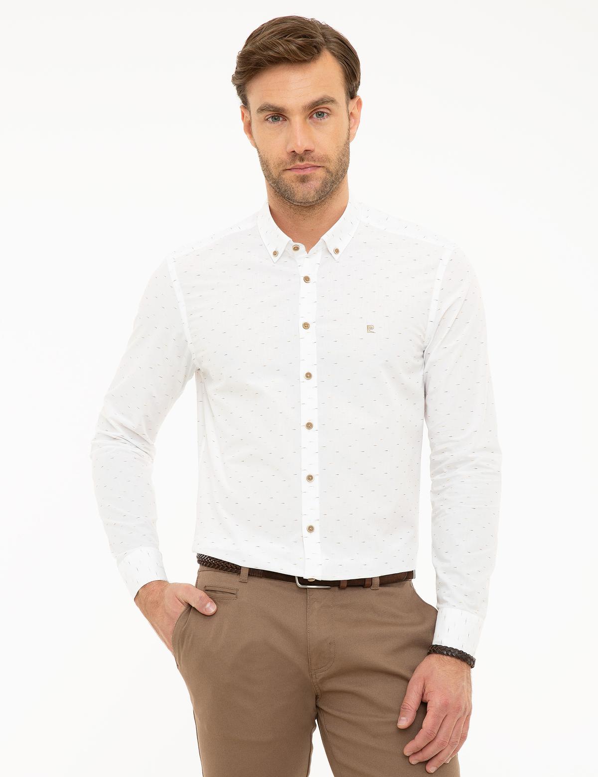 Beyaz Slim Fit Uzun Kollu Gömlek