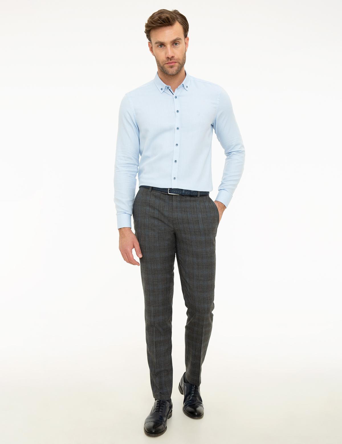 Açık Mavi Slim Fit Oxford Gömlek - 50219464020